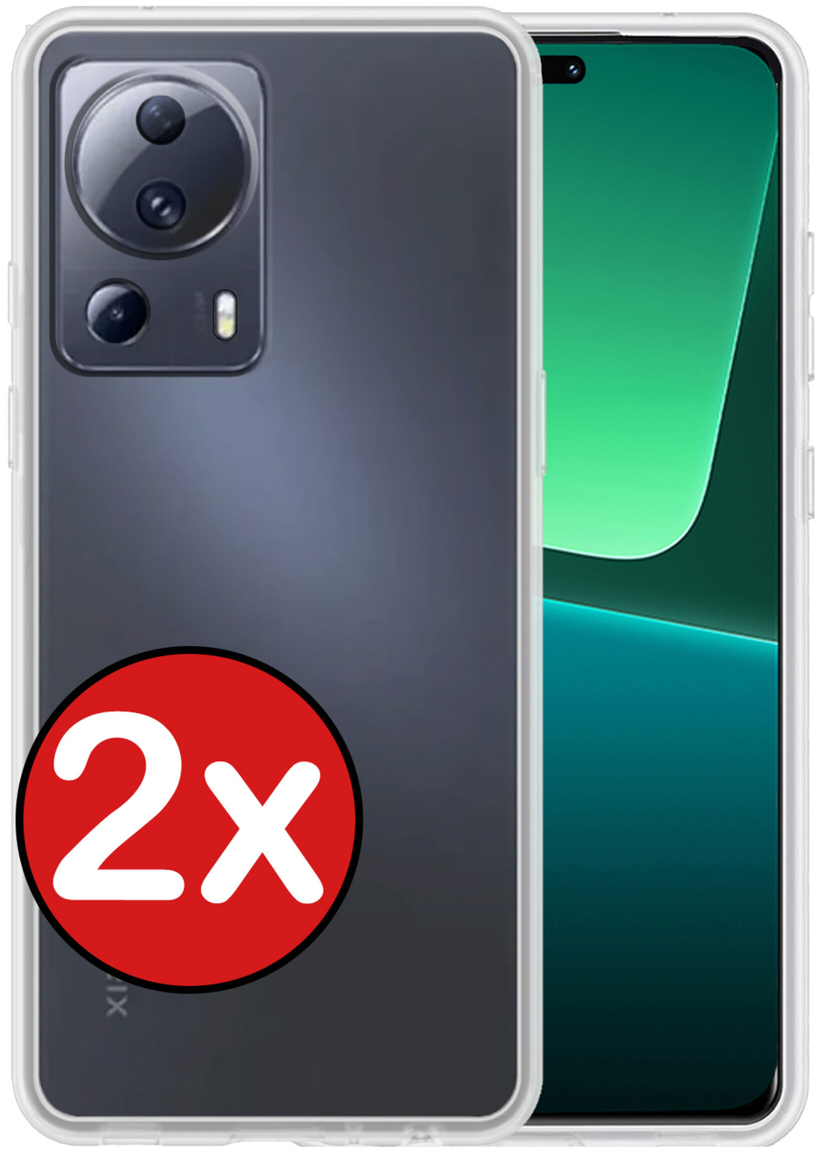 BTH Hoesje Geschikt voor Xiaomi 13 Lite Hoesje Siliconen Case Hoes - Hoes Geschikt voor Xiaomi 13 Lite Hoes Cover Case - Transparant - 2 PACK