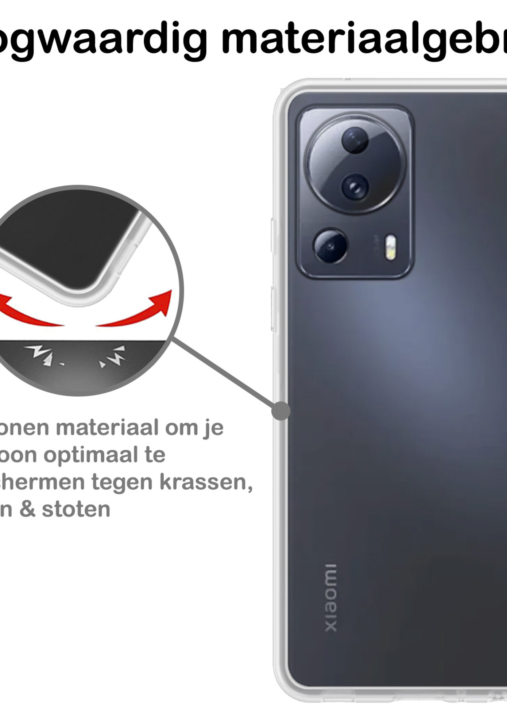 BTH Hoesje Geschikt voor Xiaomi 13 Lite Hoesje Siliconen Case Hoes - Hoes Geschikt voor Xiaomi 13 Lite Hoes Cover Case - Transparant - 2 PACK