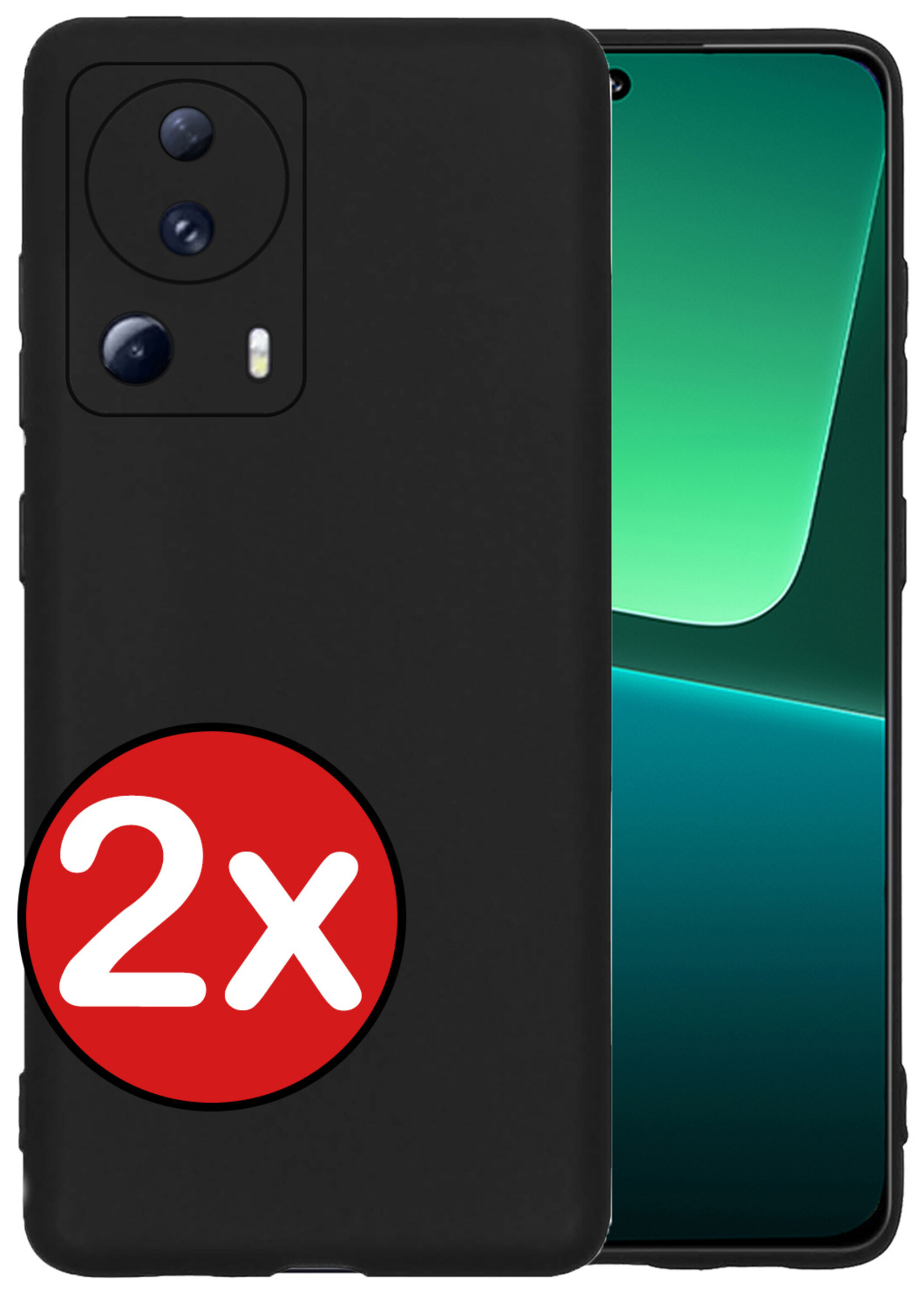 BTH Hoesje Geschikt voor Xiaomi 13 Lite Hoesje Siliconen Case Hoes - Hoes Geschikt voor Xiaomi 13 Lite Hoes Cover Case - Zwart - 2 PACK