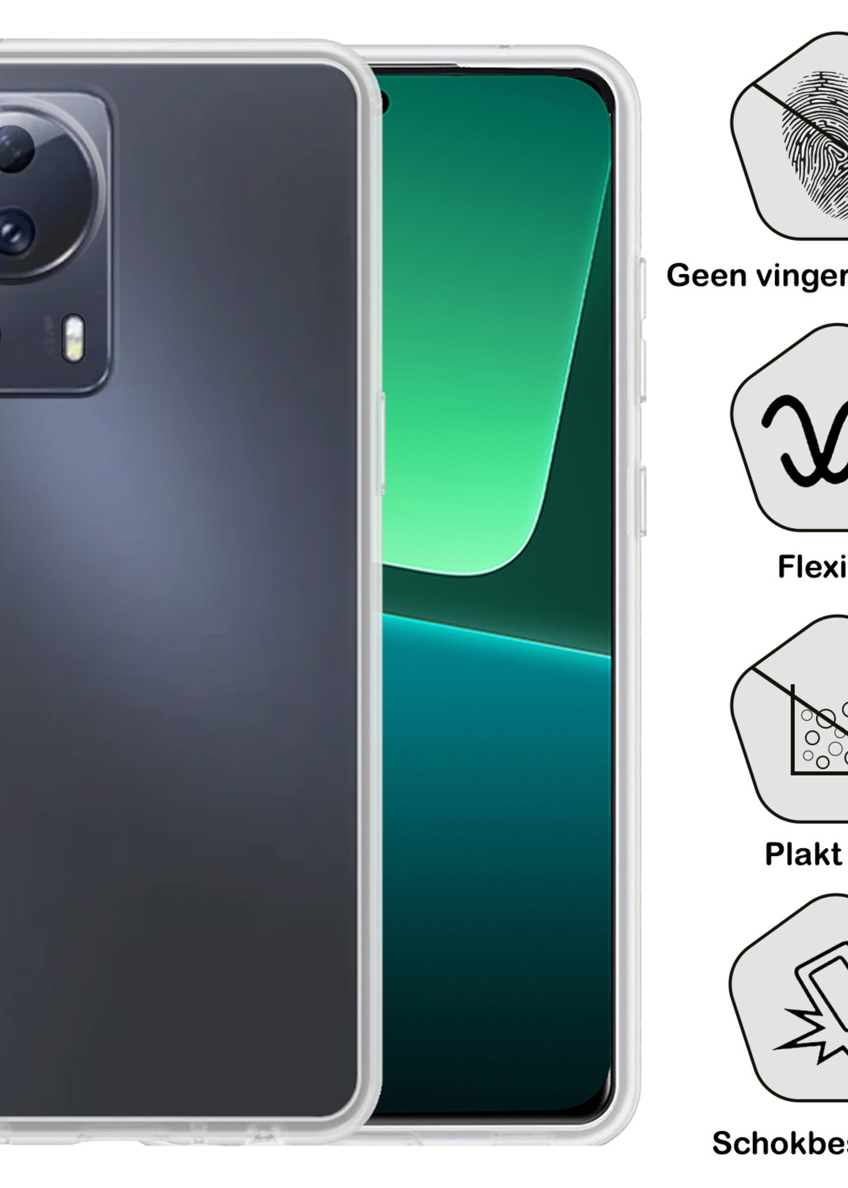 BTH Hoesje Geschikt voor Xiaomi 13 Lite Hoesje Siliconen Case Hoes Met Screenprotector - Hoes Geschikt voor Xiaomi 13 Lite Hoes Cover Case - Transparant