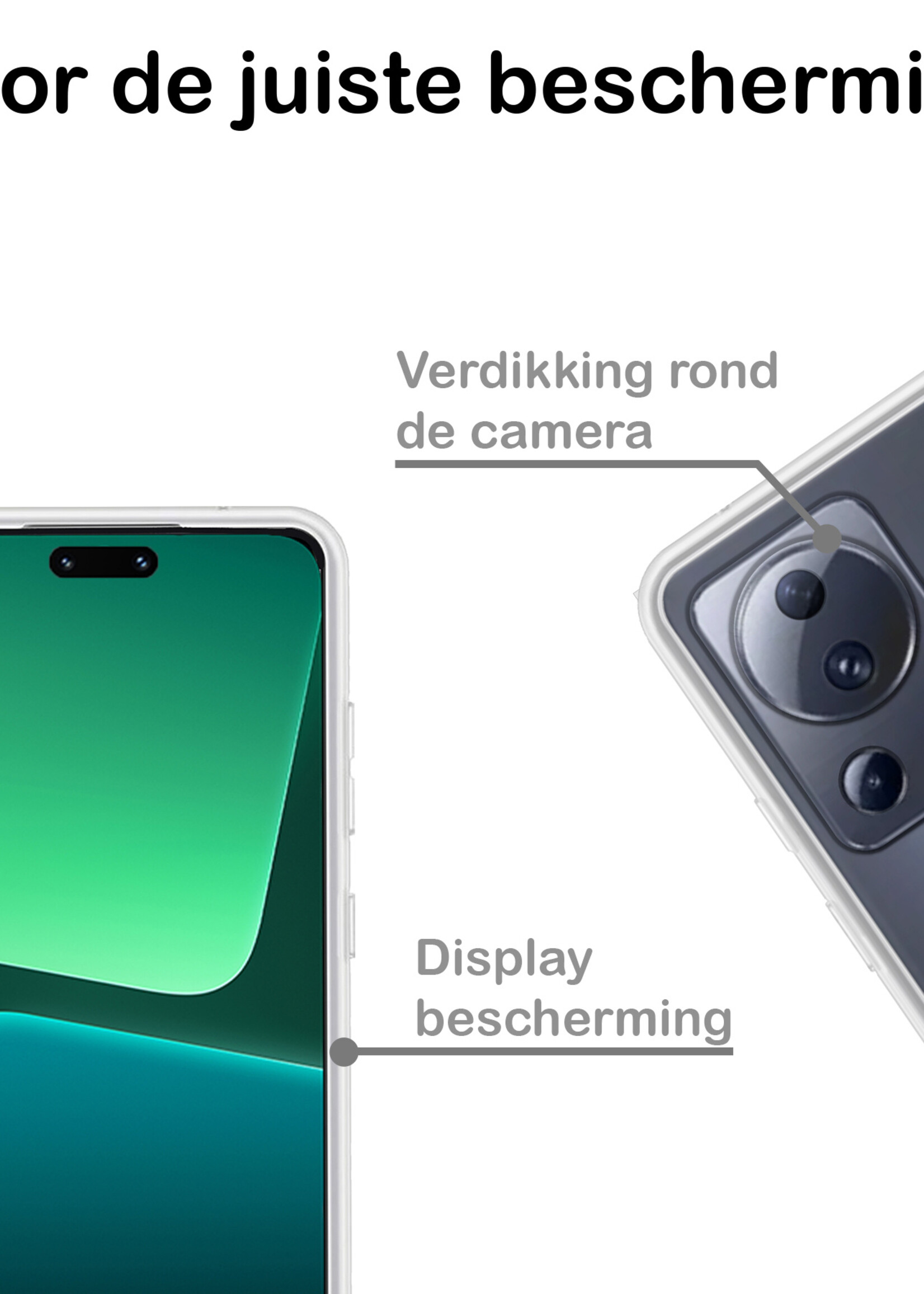 BTH Hoesje Geschikt voor Xiaomi 13 Lite Hoesje Siliconen Case Hoes Met Screenprotector - Hoes Geschikt voor Xiaomi 13 Lite Hoes Cover Case - Transparant