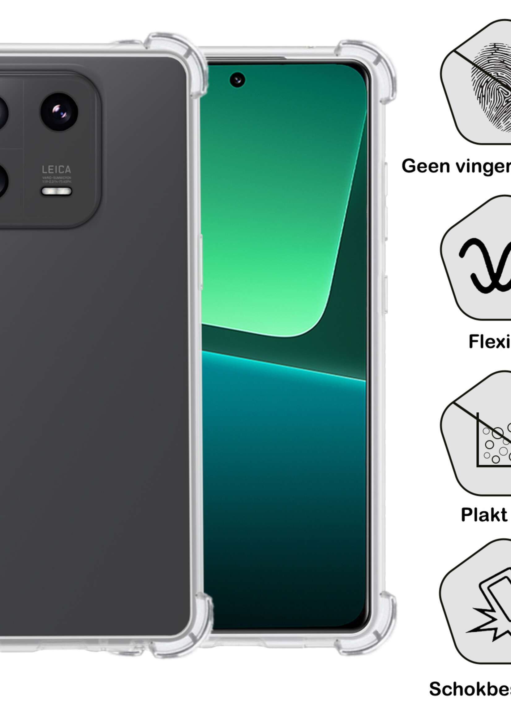 BTH Xiaomi 13 Pro Hoesje Siliconen Shock Proof Case Hoes - Xiaomi 13 Pro Hoes Cover Case Shockproof - Transparant