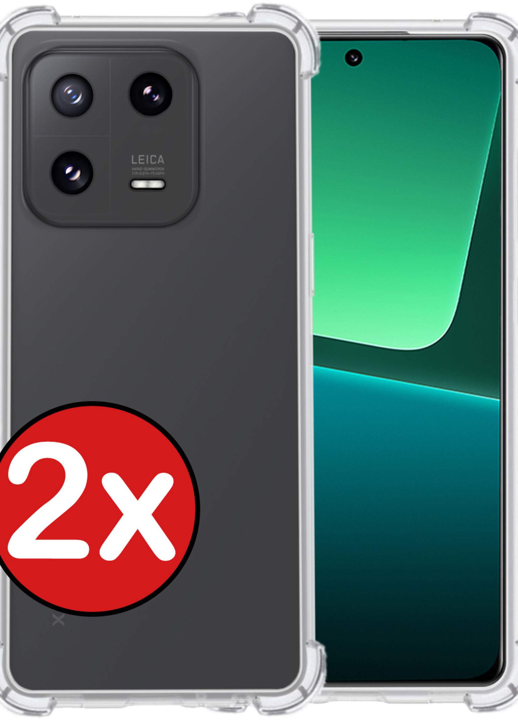 BTH Hoesje Geschikt voor Xiaomi 13 Pro Hoesje Siliconen Shock Proof Case Hoes - Hoes Geschikt voor Xiaomi 13 Pro Hoes Cover Case Shockproof - Transparant - 2 PACK