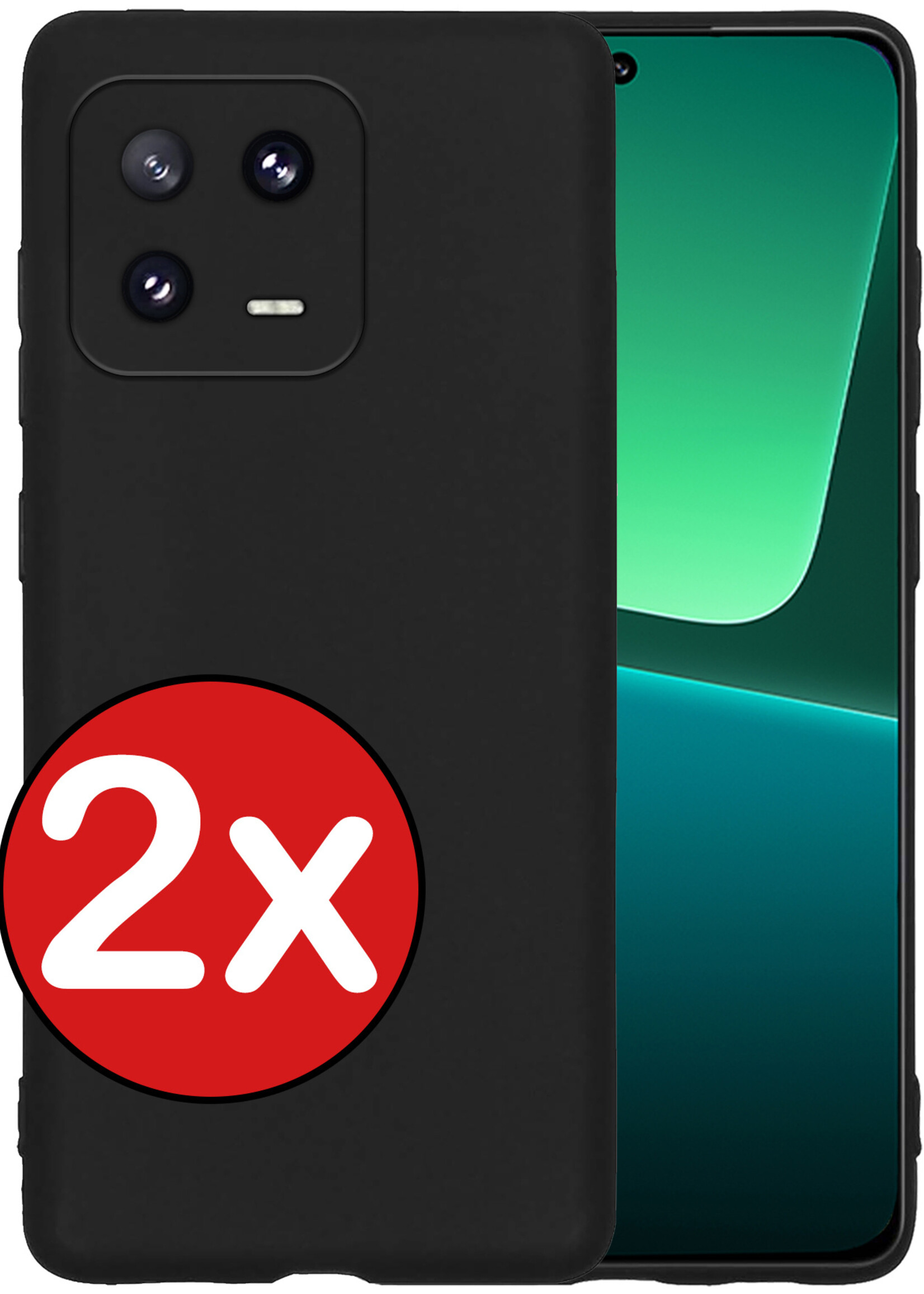 BTH Hoesje Geschikt voor Xiaomi 13 Pro Hoesje Siliconen Case Hoes - Hoes Geschikt voor Xiaomi 13 Pro Hoes Cover Case - Zwart - 2 PACK