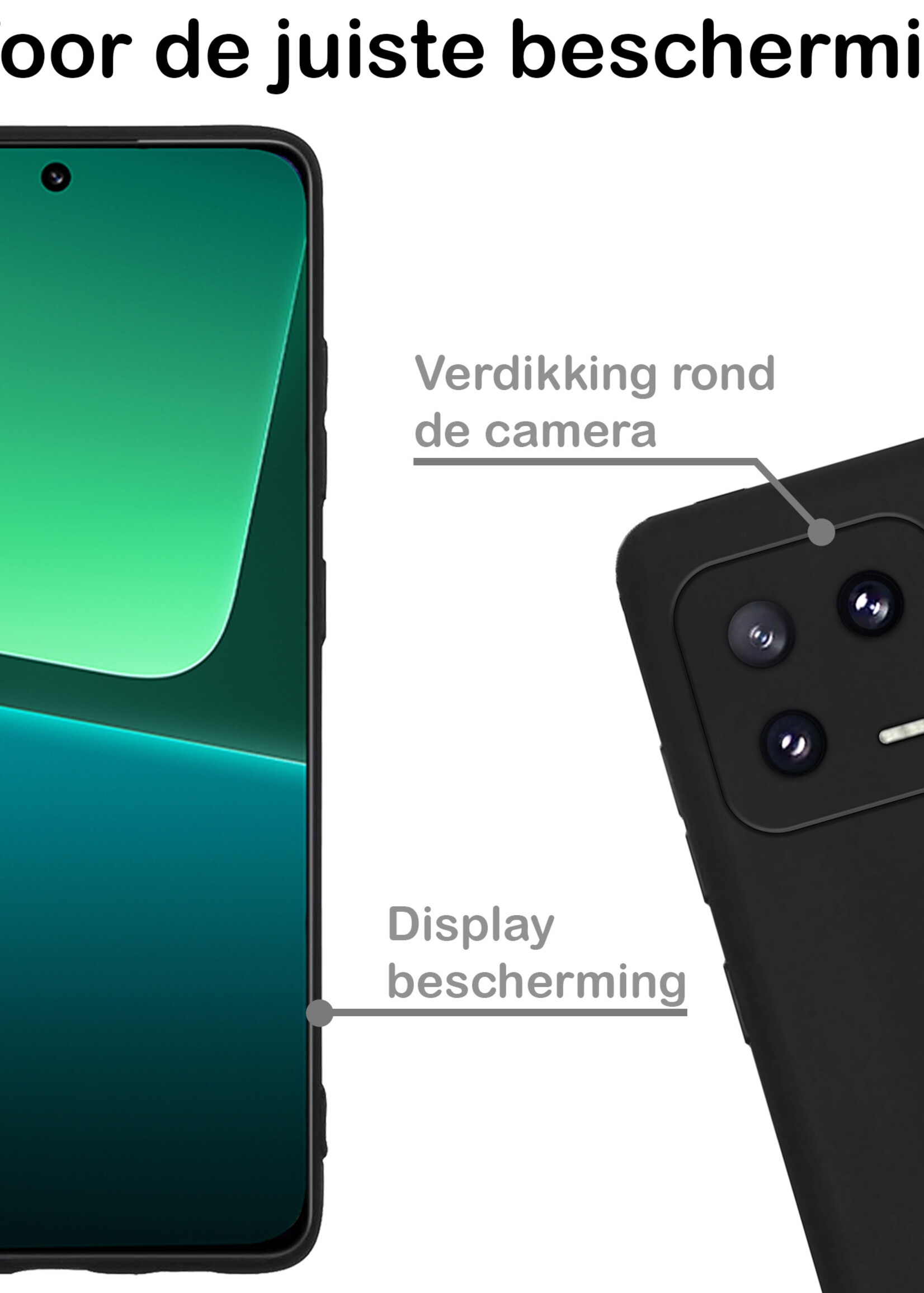 BTH Hoesje Geschikt voor Xiaomi 13 Pro Hoesje Siliconen Case Hoes - Hoes Geschikt voor Xiaomi 13 Pro Hoes Cover Case - Zwart - 2 PACK