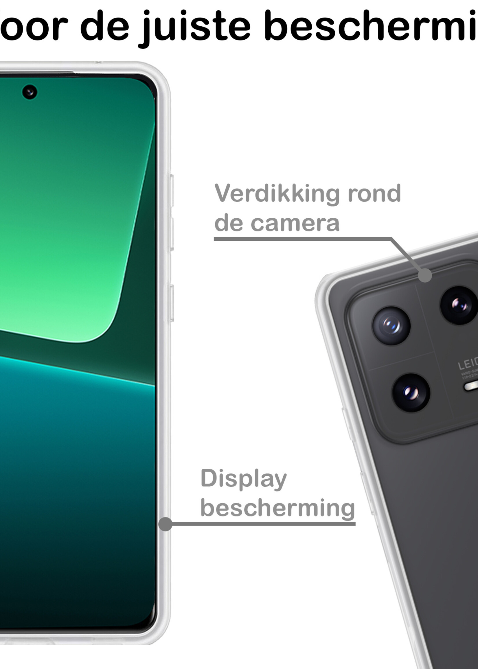 BTH Hoesje Geschikt voor Xiaomi 13 Pro Hoesje Siliconen Case Hoes - Hoes Geschikt voor Xiaomi 13 Pro Hoes Cover Case - Transparant - 2 PACK