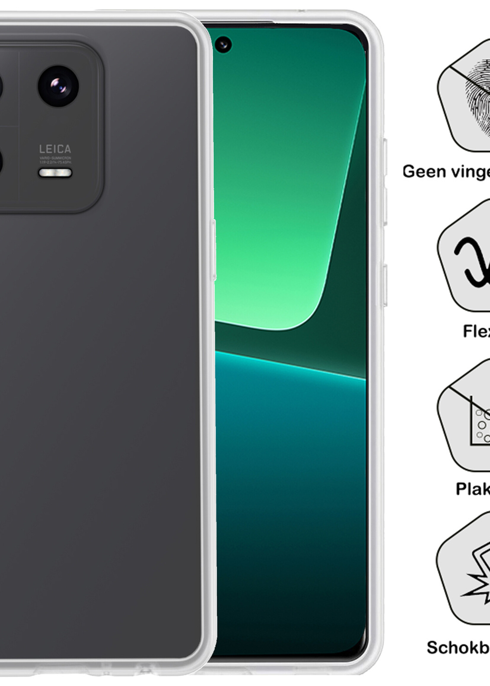 BTH Hoesje Geschikt voor Xiaomi 13 Pro Hoesje Siliconen Case Hoes Met 2x Screenprotector - Hoes Geschikt voor Xiaomi 13 Pro Hoes Cover Case - Transparant