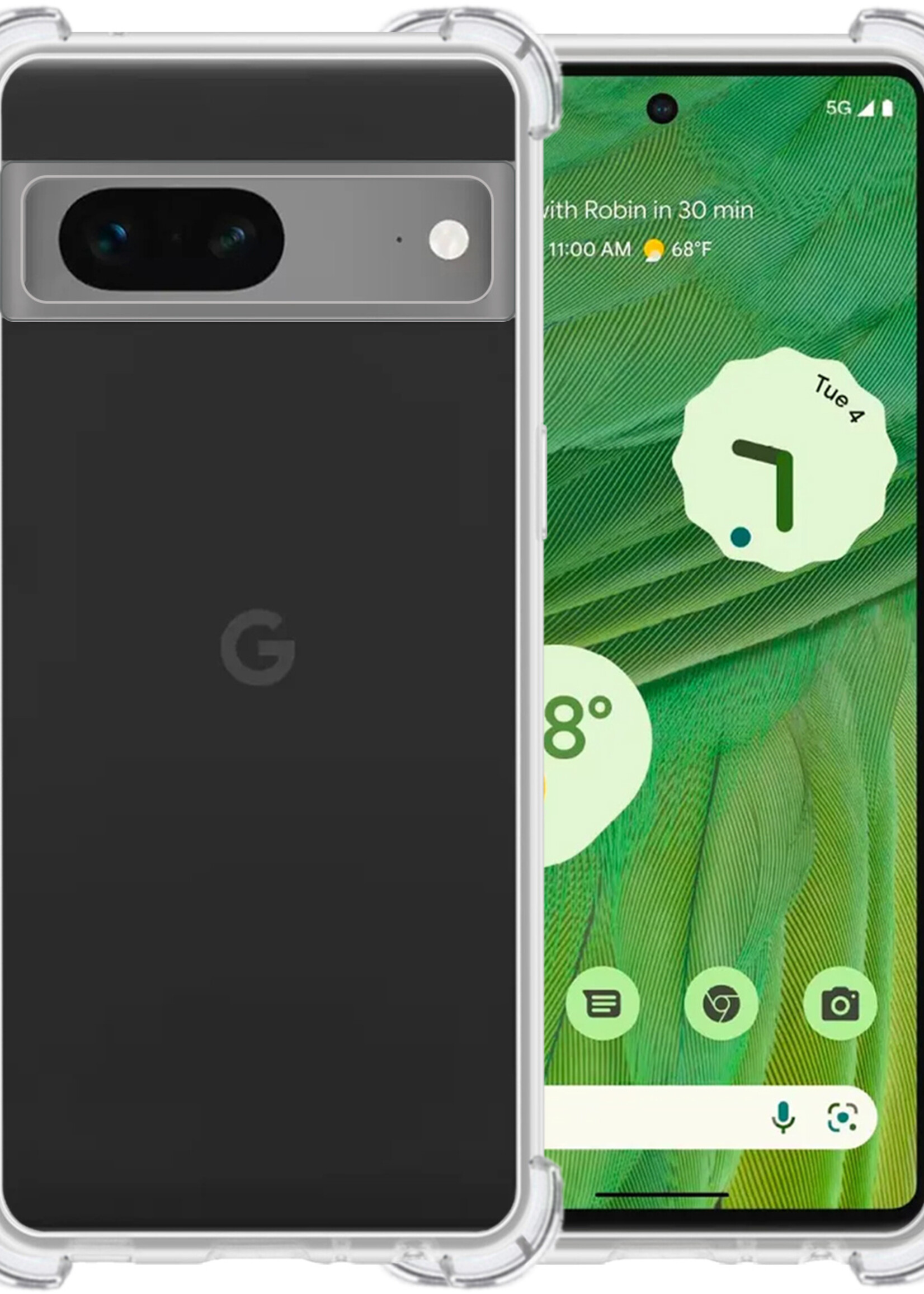 BTH Pixel 7a Hoesje Siliconen Shock Proof Case Hoes - Google Pixel 7a Hoes Cover Case Shockproof - Transparant