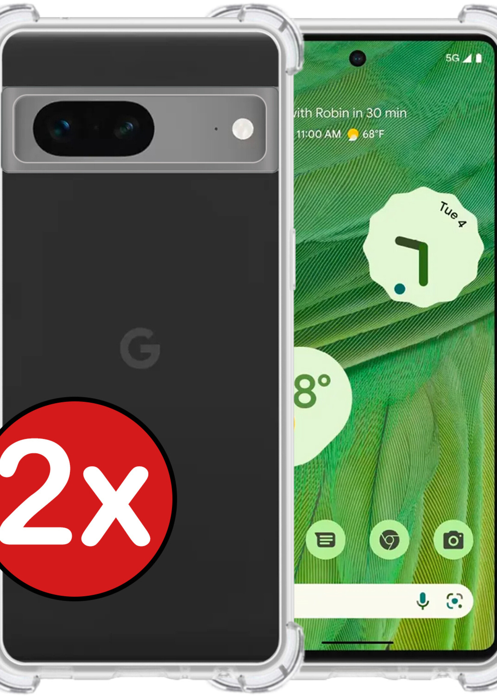 BTH Hoesje Geschikt voor Google Pixel 7A Hoesje Siliconen Shock Proof Case Hoes - Hoes Geschikt voor Google Pixel 7A Hoes Cover Case Shockproof - Transparant - 2 PACK
