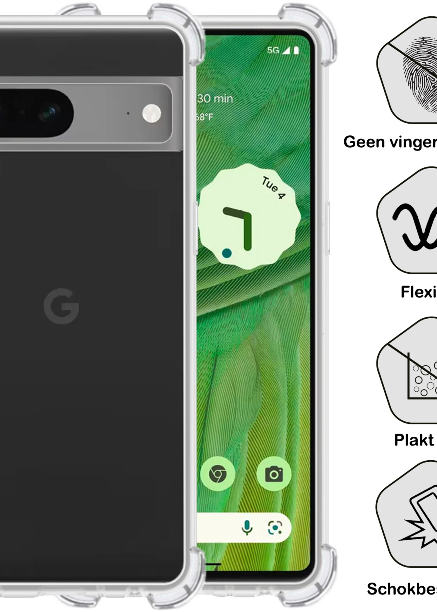 BTH Hoesje Geschikt voor Google Pixel 7A Hoesje Siliconen Shock Proof Case Hoes - Hoes Geschikt voor Google Pixel 7A Hoes Cover Case Shockproof - Transparant - 2 PACK