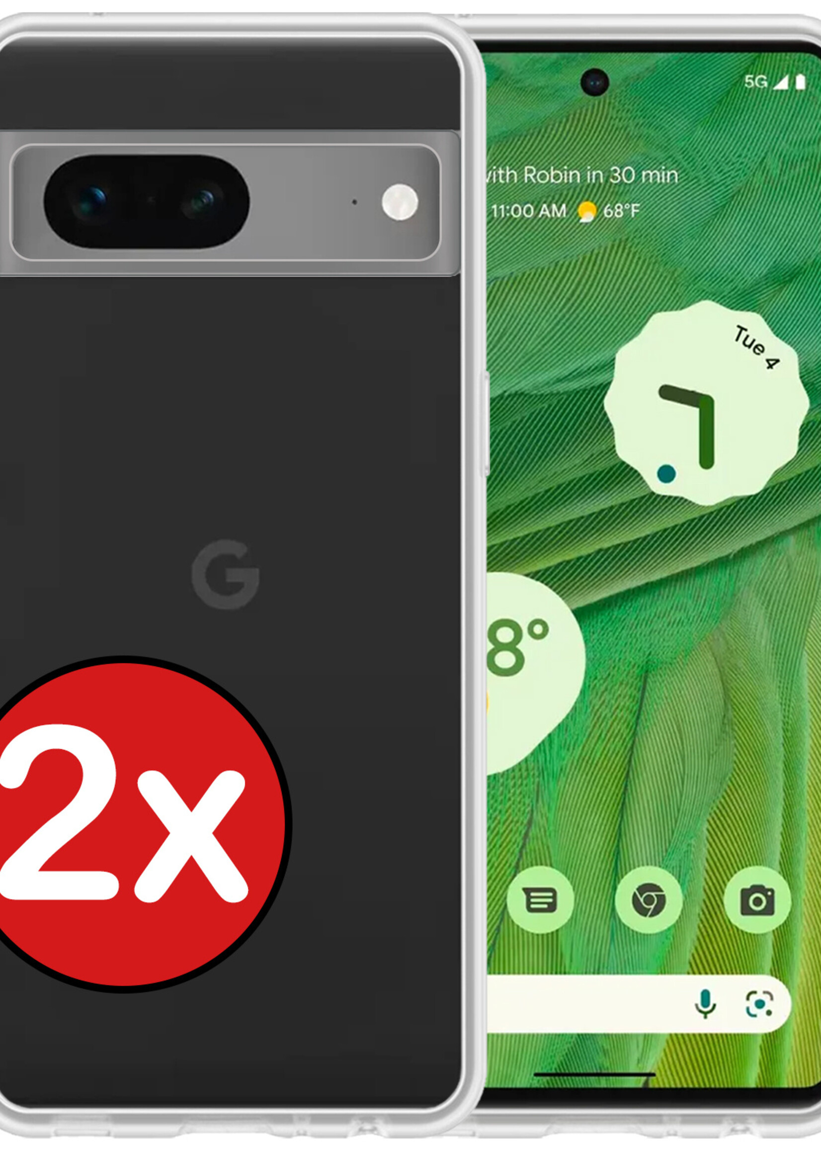BTH Hoesje Geschikt voor Google Pixel 7A Hoesje Siliconen Case Hoes - Hoes Geschikt voor Google Pixel 7A Hoes Cover Case - Transparant - 2 PACK