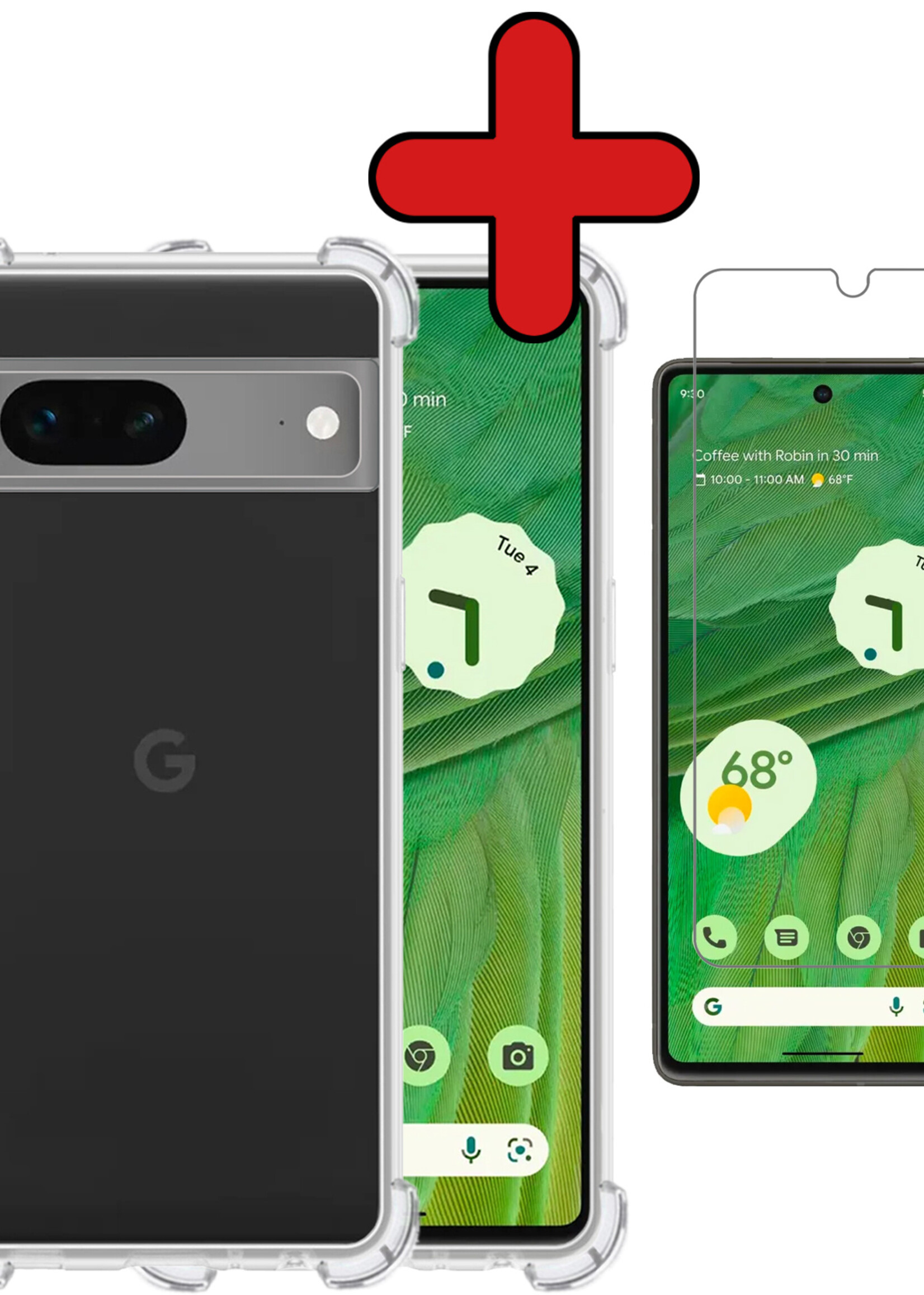 BTH Hoesje Geschikt voor Google Pixel 7A Hoesje Siliconen Case Hoes Met Screenprotector - Hoes Geschikt voor Google Pixel 7A Hoes Cover Case - Transparant