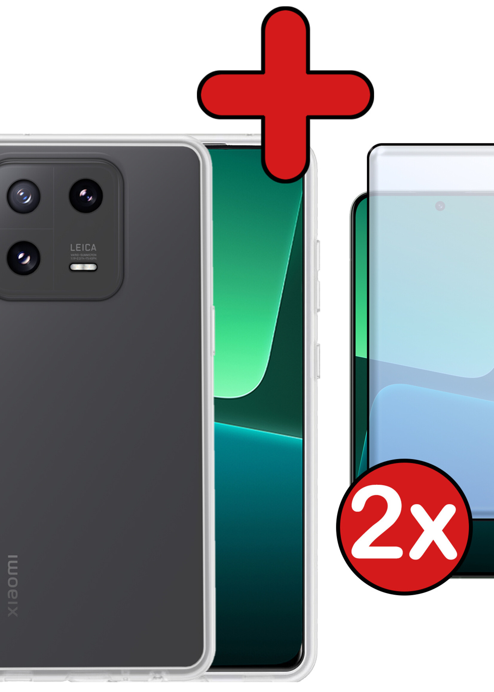 BTH Hoesje Geschikt voor Xiaomi 13 Pro Hoesje Siliconen Case Hoes Met 2x Screenprotector - Hoes Geschikt voor Xiaomi 13 Pro Hoes Cover Case - Transparant