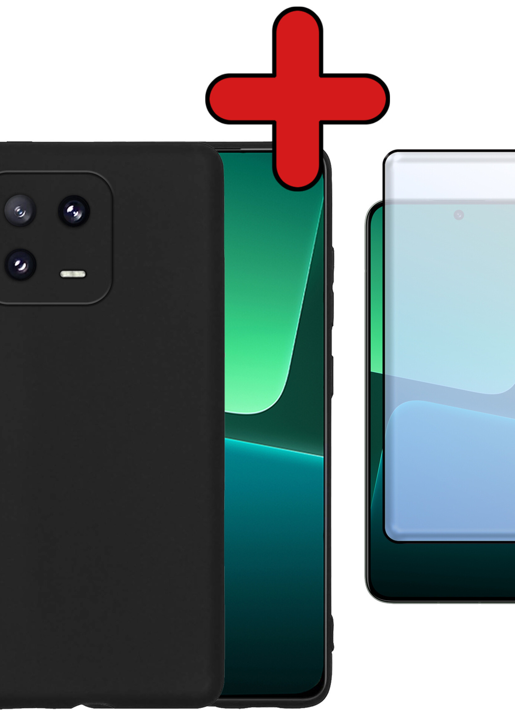 BTH Hoesje Geschikt voor Xiaomi 13 Pro Hoesje Siliconen Case Hoes Met Screenprotector - Hoes Geschikt voor Xiaomi 13 Pro Hoes Cover Case - Zwart