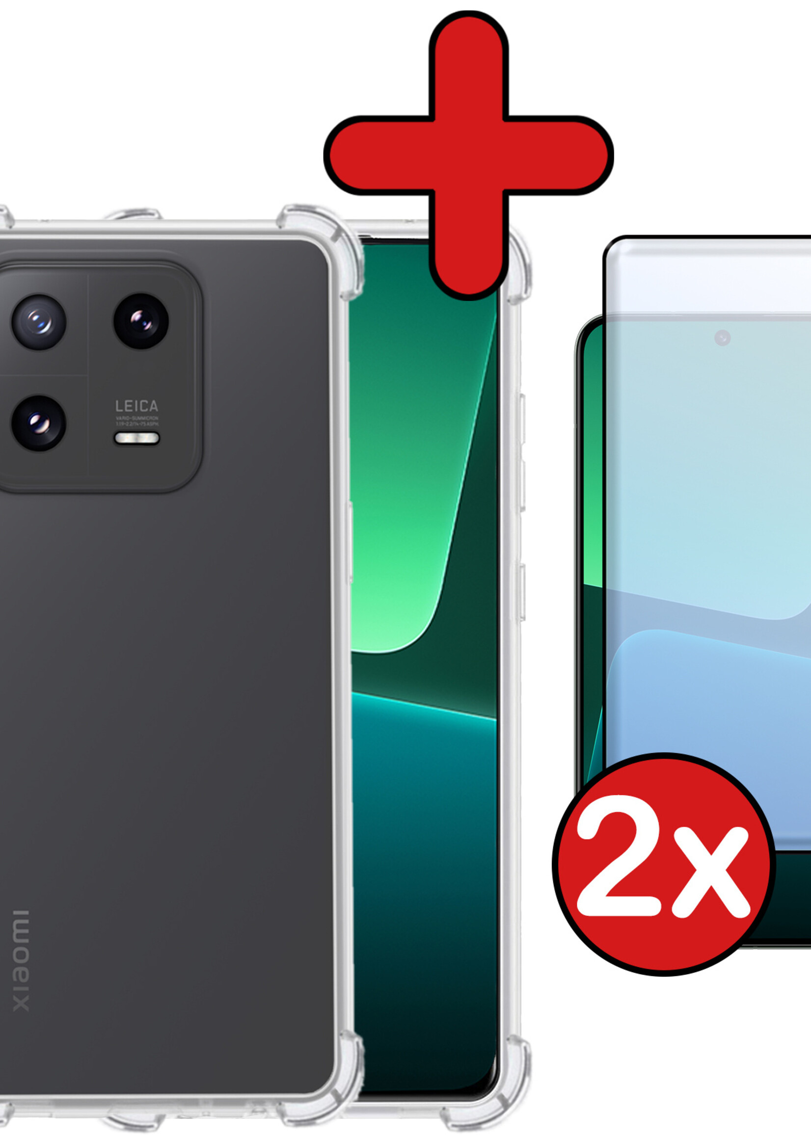 BTH Hoesje Geschikt voor Xiaomi 13 Pro Hoesje Siliconen Shock Proof Case Hoes Met 2x Screenprotector - Hoes Geschikt voor Xiaomi 13 Pro Hoes Cover Case Shockproof - Transparant