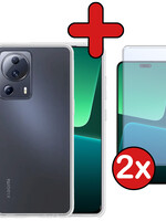 BTH BTH Xiaomi 13 Lite Hoesje Siliconen Met 2x Screenprotector - Transparant