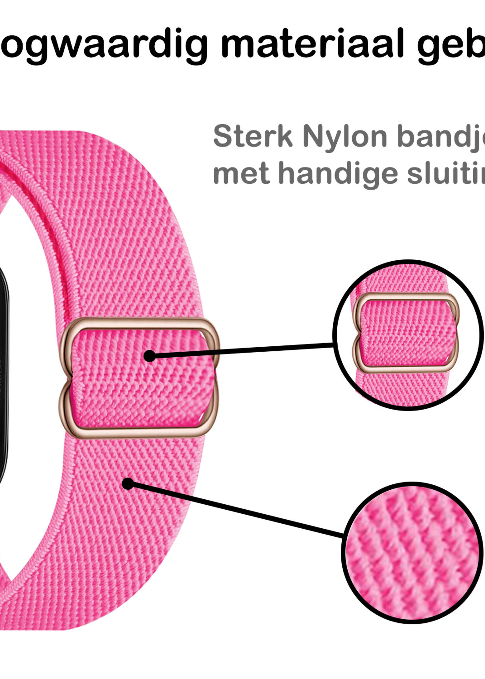 BTH Bandje Geschikt Voor Apple Watch Bandje 38/40/41 mm Nylon Polsband Met Gesp - Horloge Bandje Geschikt Voor Apple Watch 1-8 / SE - 38/40/41 mm - Roze