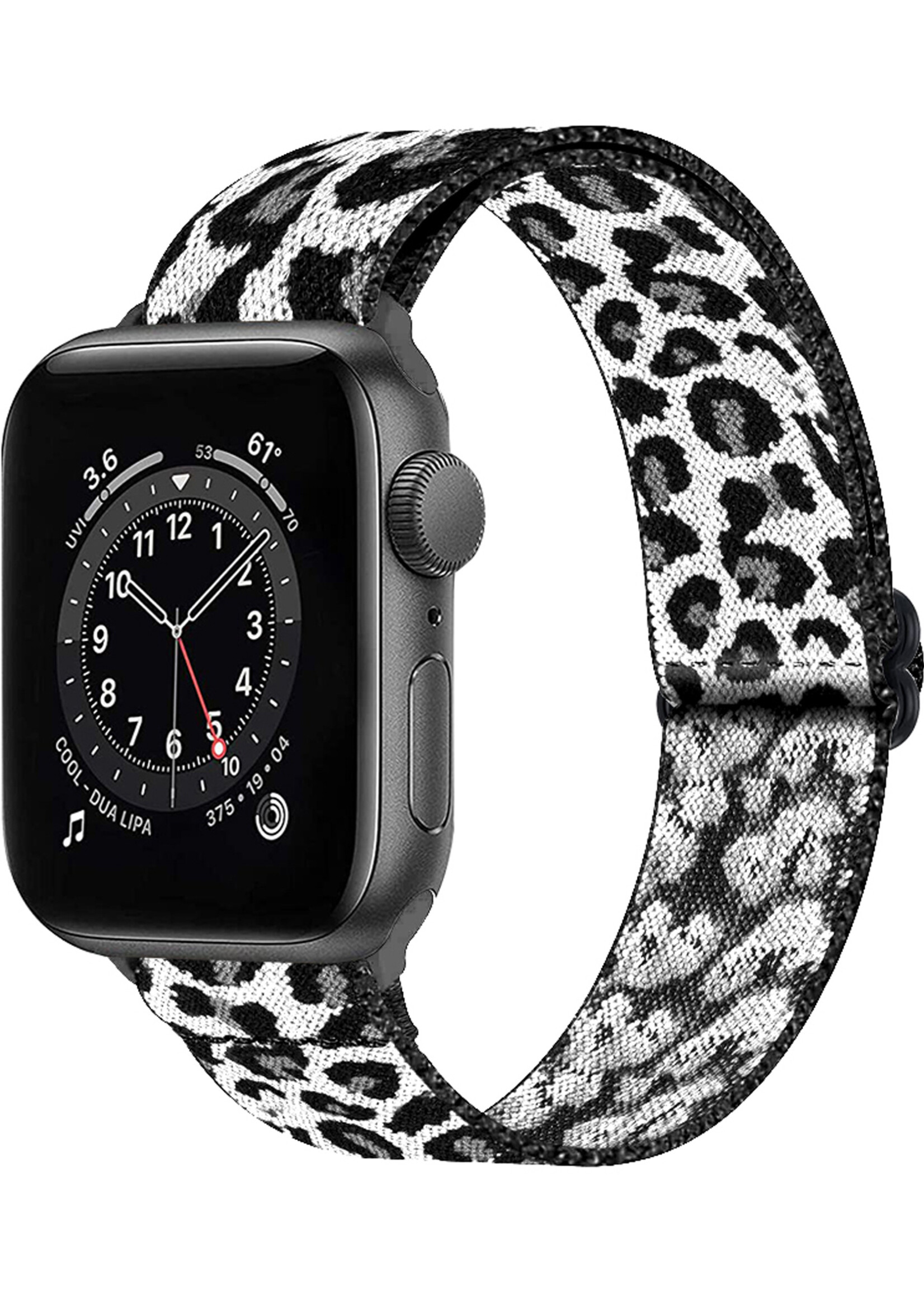 BTH Bandje Geschikt Voor Apple Watch Bandje 42/44/45 mm Nylon Polsband Met Gesp - Horloge Bandje Geschikt Voor Apple Watch 1-8 / SE - 42/44/45 mm - Panter Wit