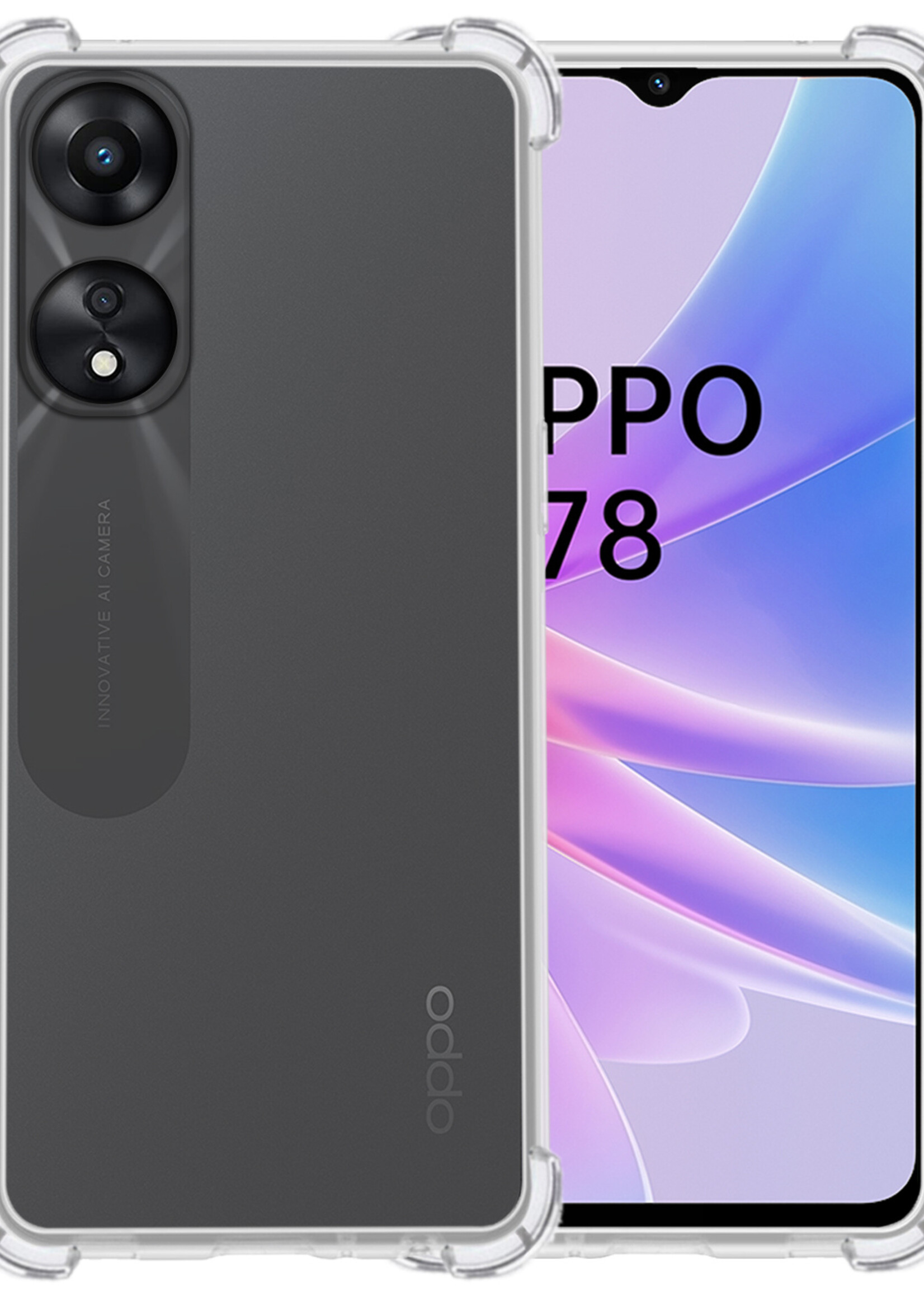 BTH Hoesje Geschikt voor OPPO A78 5G Hoesje Siliconen Shock Proof Case Hoes - Hoes Geschikt voor OPPO A78 Hoes Cover Case Shockproof - Transparant