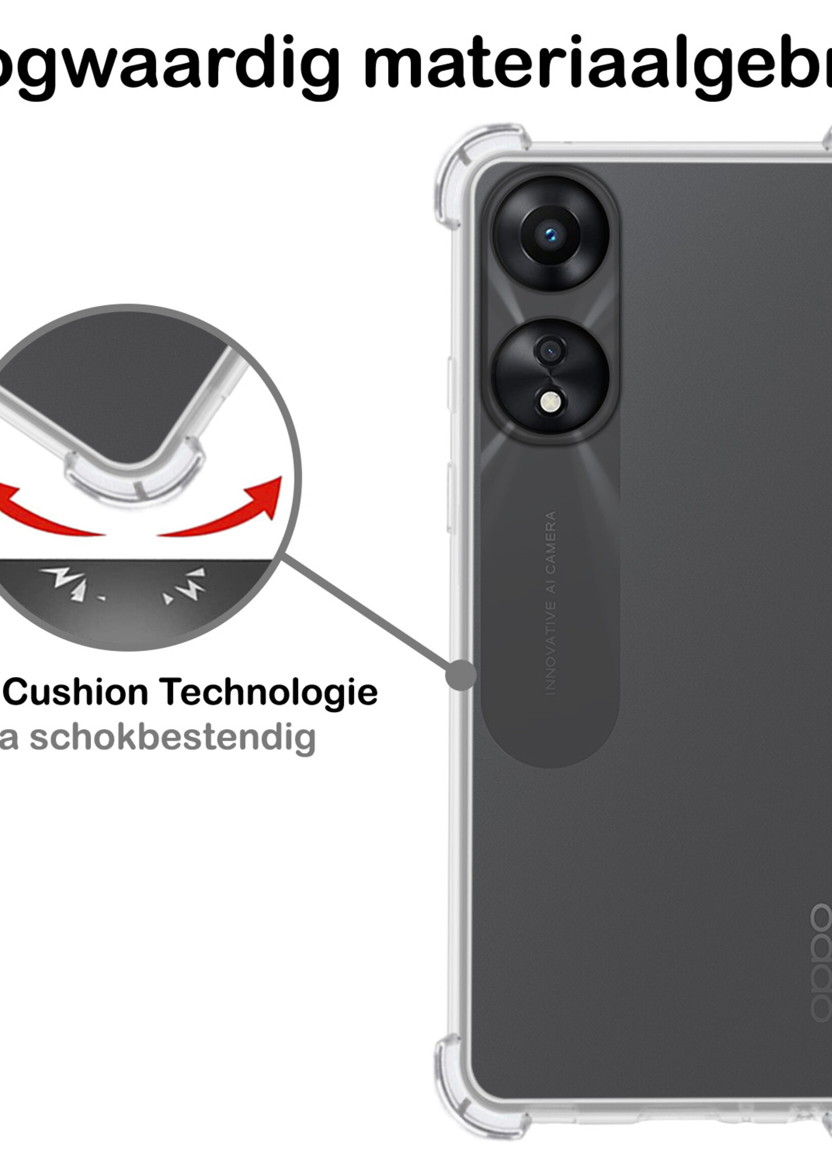 BTH Hoesje Geschikt voor OPPO A78 5G Hoesje Siliconen Shock Proof Case Hoes - Hoes Geschikt voor OPPO A78 Hoes Cover Case Shockproof - Transparant - 2 PACK
