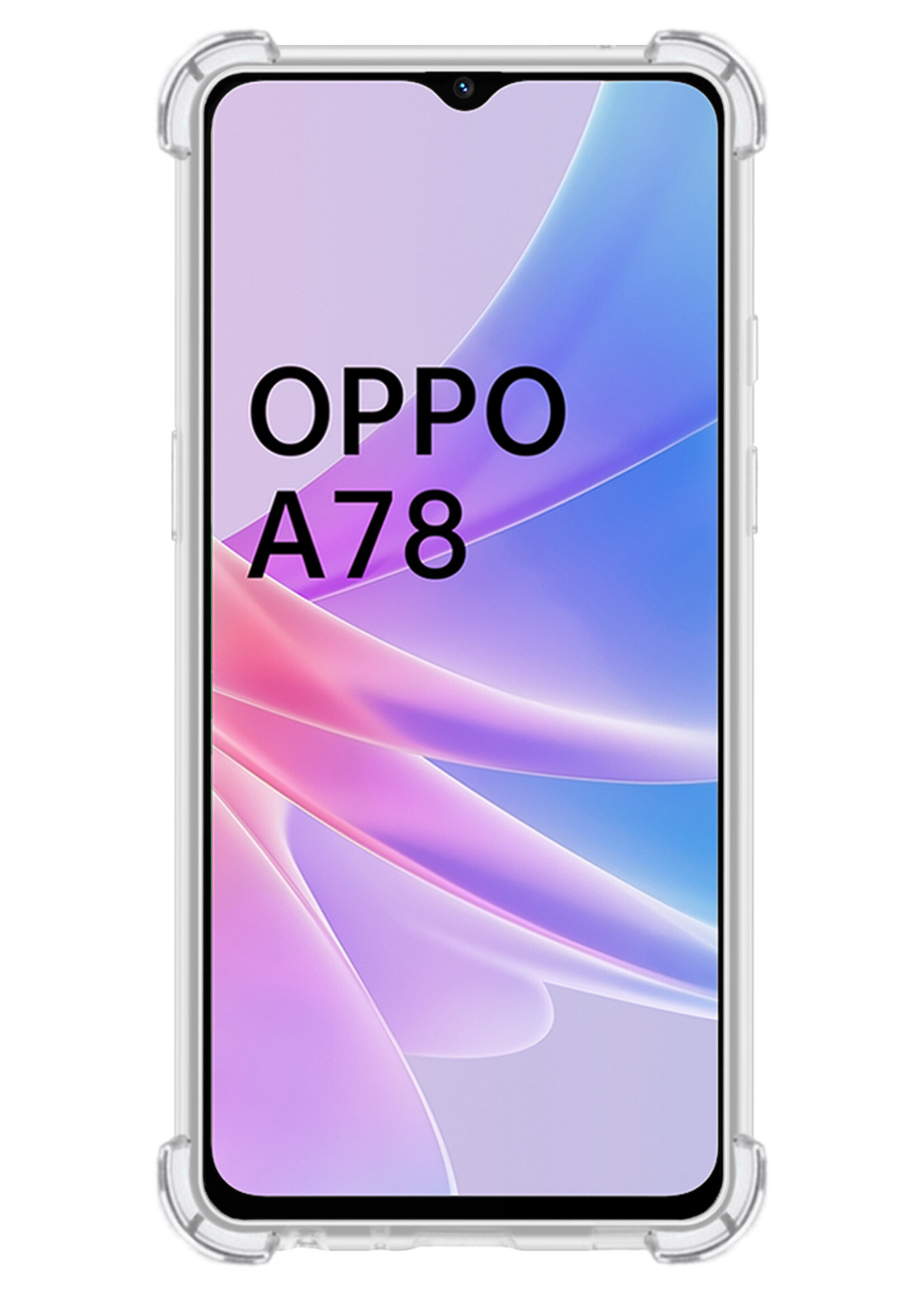 BTH Hoesje Geschikt voor OPPO A78 5G Hoesje Siliconen Shock Proof Case Hoes - Hoes Geschikt voor OPPO A78 Hoes Cover Case Shockproof - Transparant - 2 PACK
