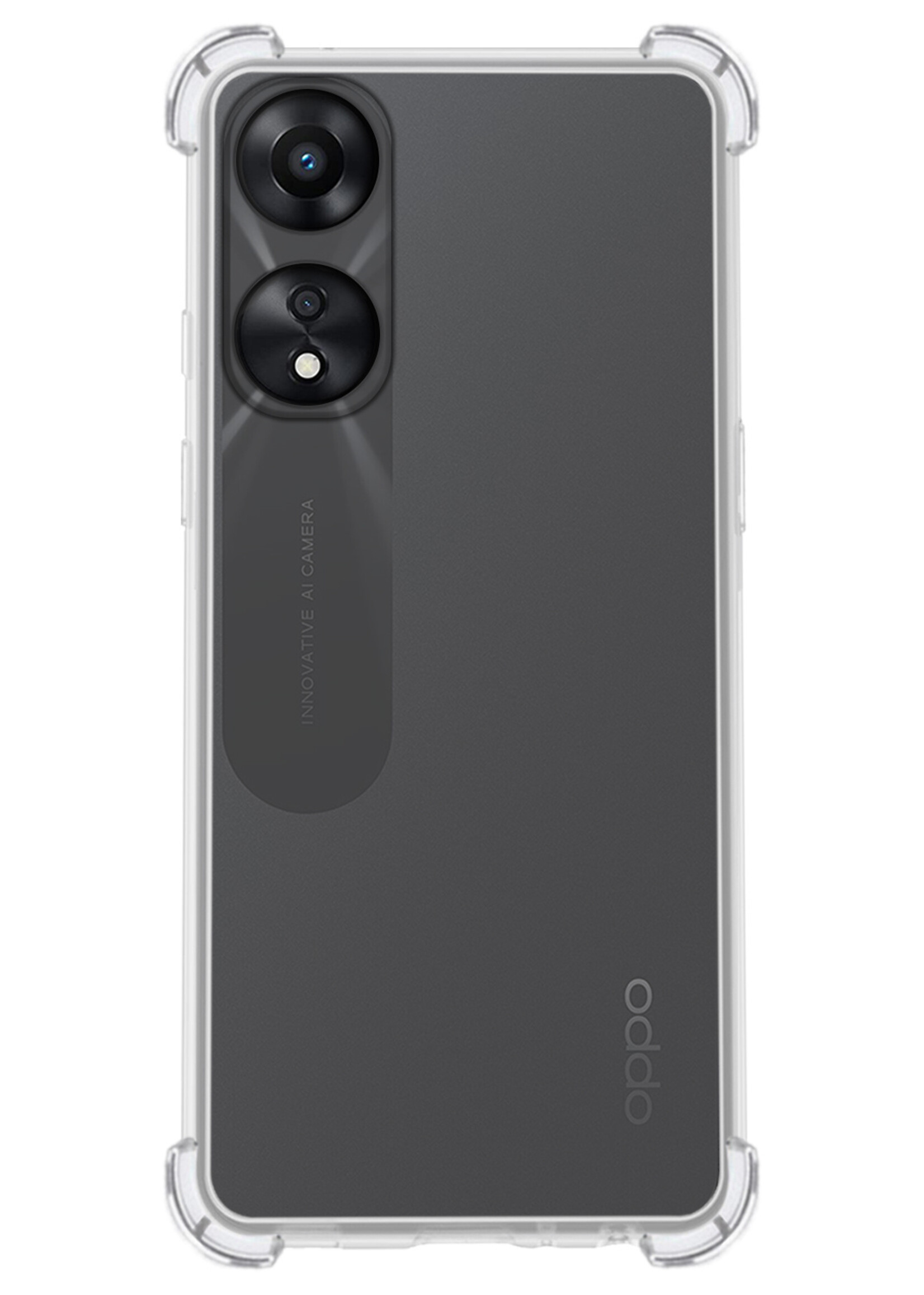 BTH Hoesje Geschikt voor OPPO A78 5G Hoesje Siliconen Shock Proof Case Hoes - Hoes Geschikt voor OPPO A78 Hoes Cover Case Shockproof - Transparant - 2 PACK