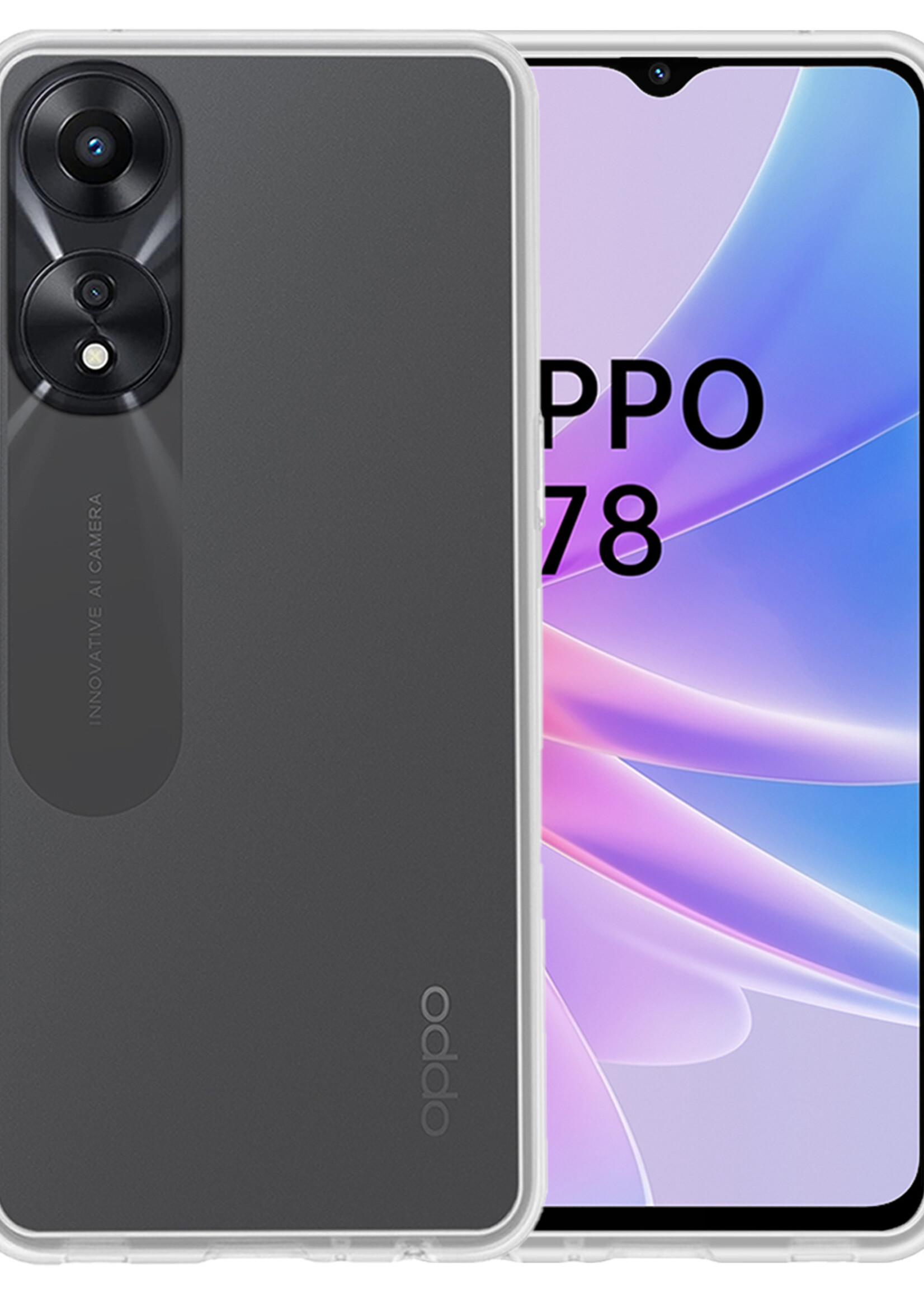 BTH Hoesje Geschikt voor OPPO A78 5G Hoesje Siliconen Case Hoes - Hoes Geschikt voor OPPO A78 Hoes Cover Case - Transparant