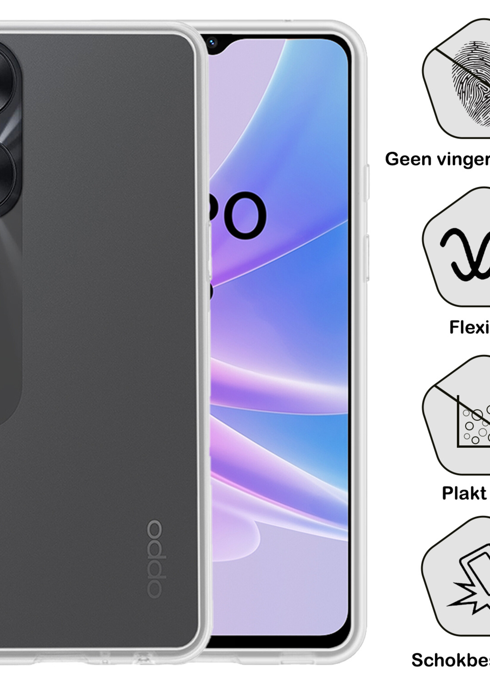 BTH Hoesje Geschikt voor OPPO A78 5G Hoesje Siliconen Case Hoes - Hoes Geschikt voor OPPO A78 Hoes Cover Case - Transparant
