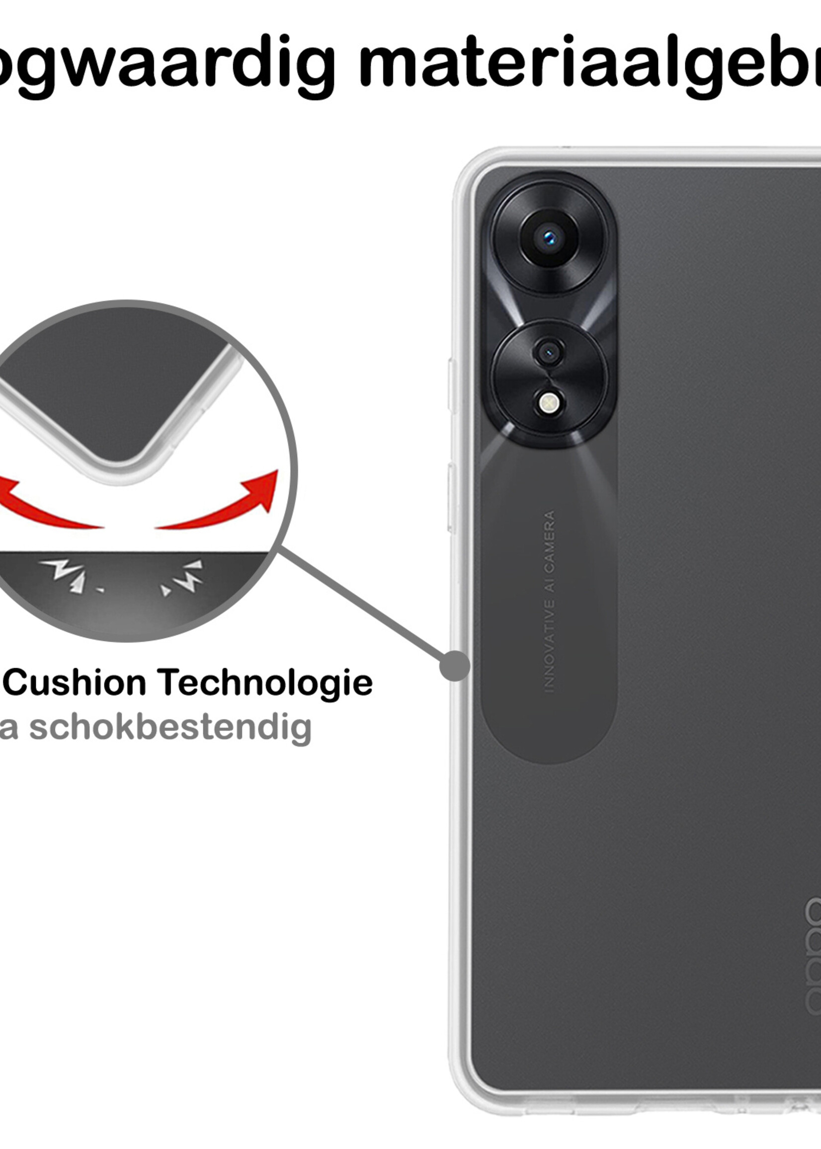 BTH Hoesje Geschikt voor OPPO A78 5G Hoesje Siliconen Case Hoes - Hoes Geschikt voor OPPO A78 Hoes Cover Case - Transparant