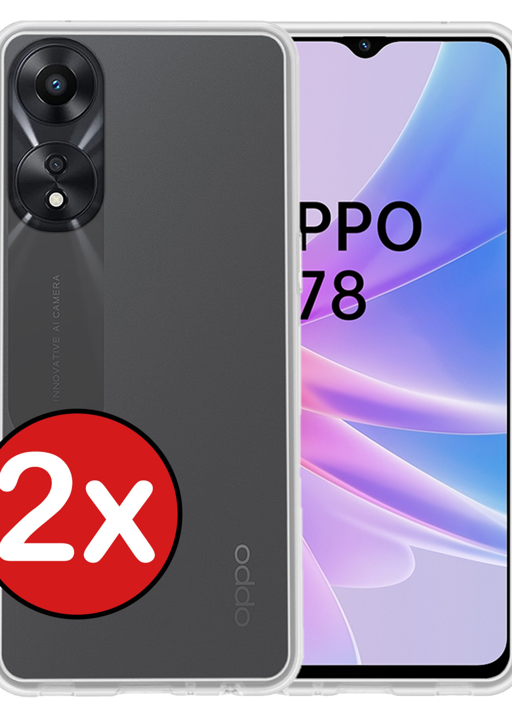 BTH Hoesje Geschikt voor OPPO A78 5G Hoesje Siliconen Case Hoes - Hoes Geschikt voor OPPO A78 Hoes Cover Case - Transparant - 2 PACK