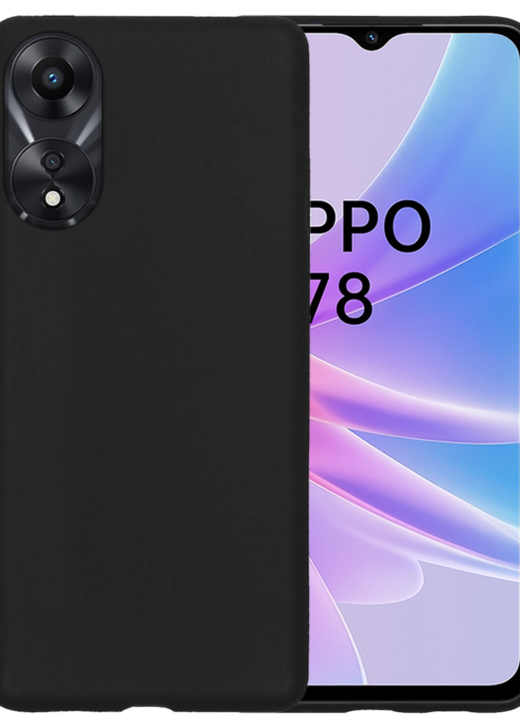 BTH Hoesje Geschikt voor OPPO A78 5G Hoesje Siliconen Case Hoes - Hoes Geschikt voor OPPO A78 Hoes Cover Case - Zwart