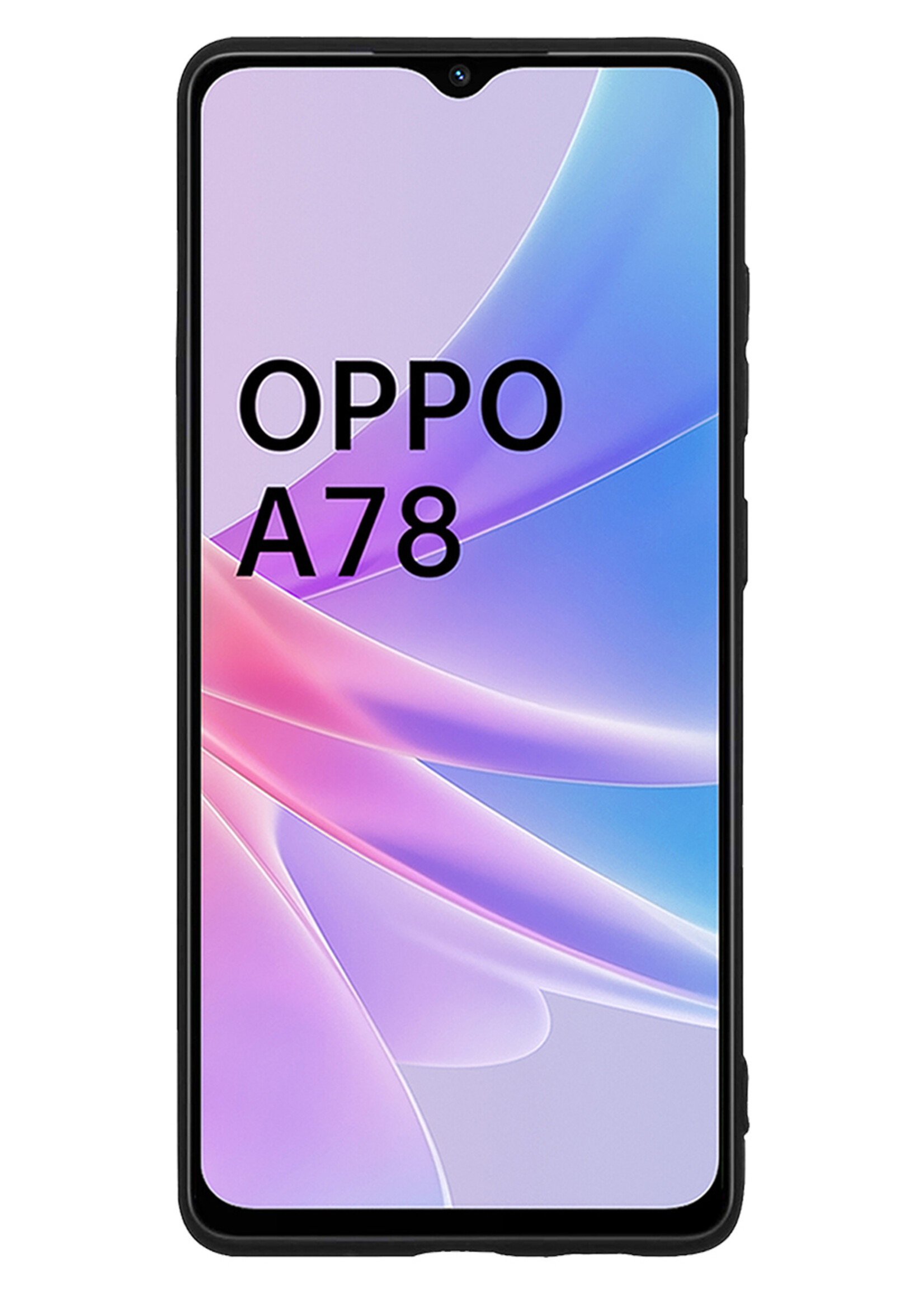 BTH Hoesje Geschikt voor OPPO A78 5G Hoesje Siliconen Case Hoes Met Screenprotector - Hoes Geschikt voor OPPO A78 Hoes Cover Case - Zwart