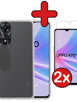 BTH BTH OPPO A78 Hoesje Siliconen Met 2x Screenprotector - Transparant