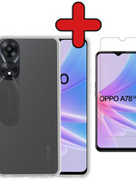 BTH BTH OPPO A78 Hoesje Siliconen Met Screenprotector - Transparant