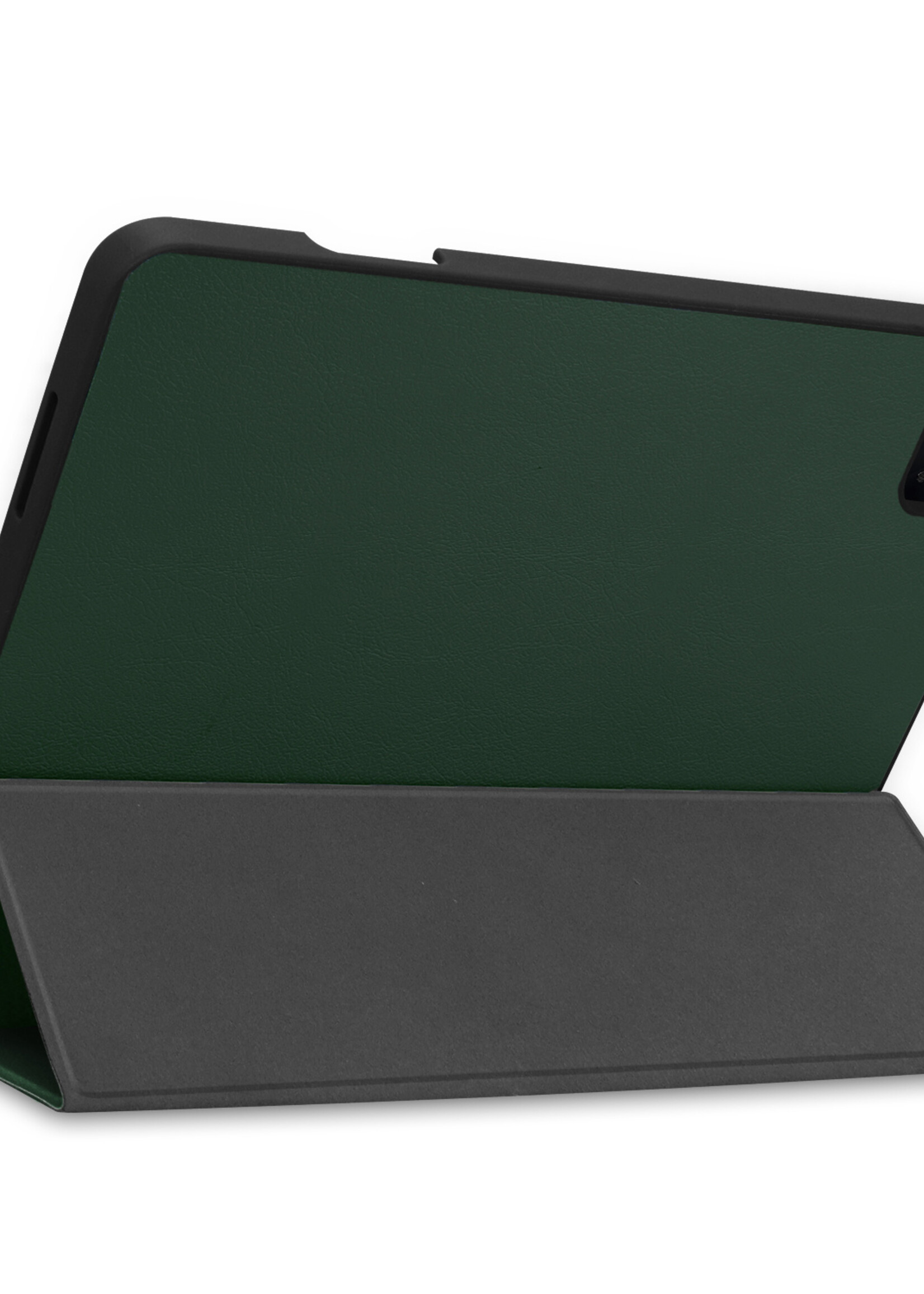 BTH Hoes Geschikt voor iPad Pro 2021 (12,9 inch) Hoes Book Case Hoesje Trifold Cover Met Uitsparing Geschikt voor Apple Pencil Met Screenprotector - Hoesje Geschikt voor iPad Pro 12,9 inch (2021) Hoesje Bookcase - Donkergroen