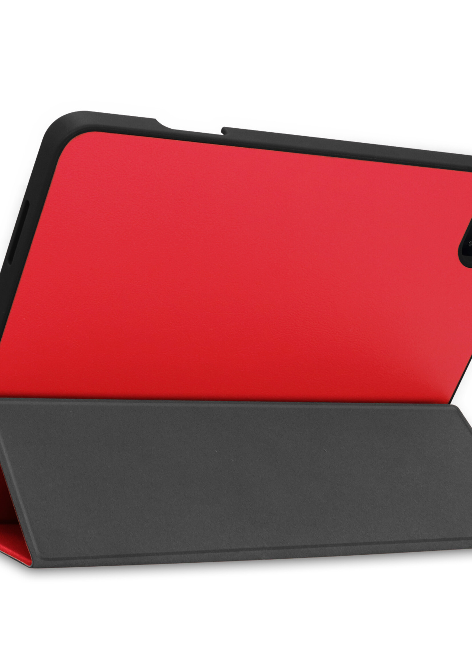 BTH Hoes Geschikt voor iPad Pro 2021 (12,9 inch) Hoes Book Case Hoesje Trifold Cover Met Uitsparing Geschikt voor Apple Pencil Met Screenprotector - Hoesje Geschikt voor iPad Pro 12,9 inch (2021) Hoesje Bookcase - Rood