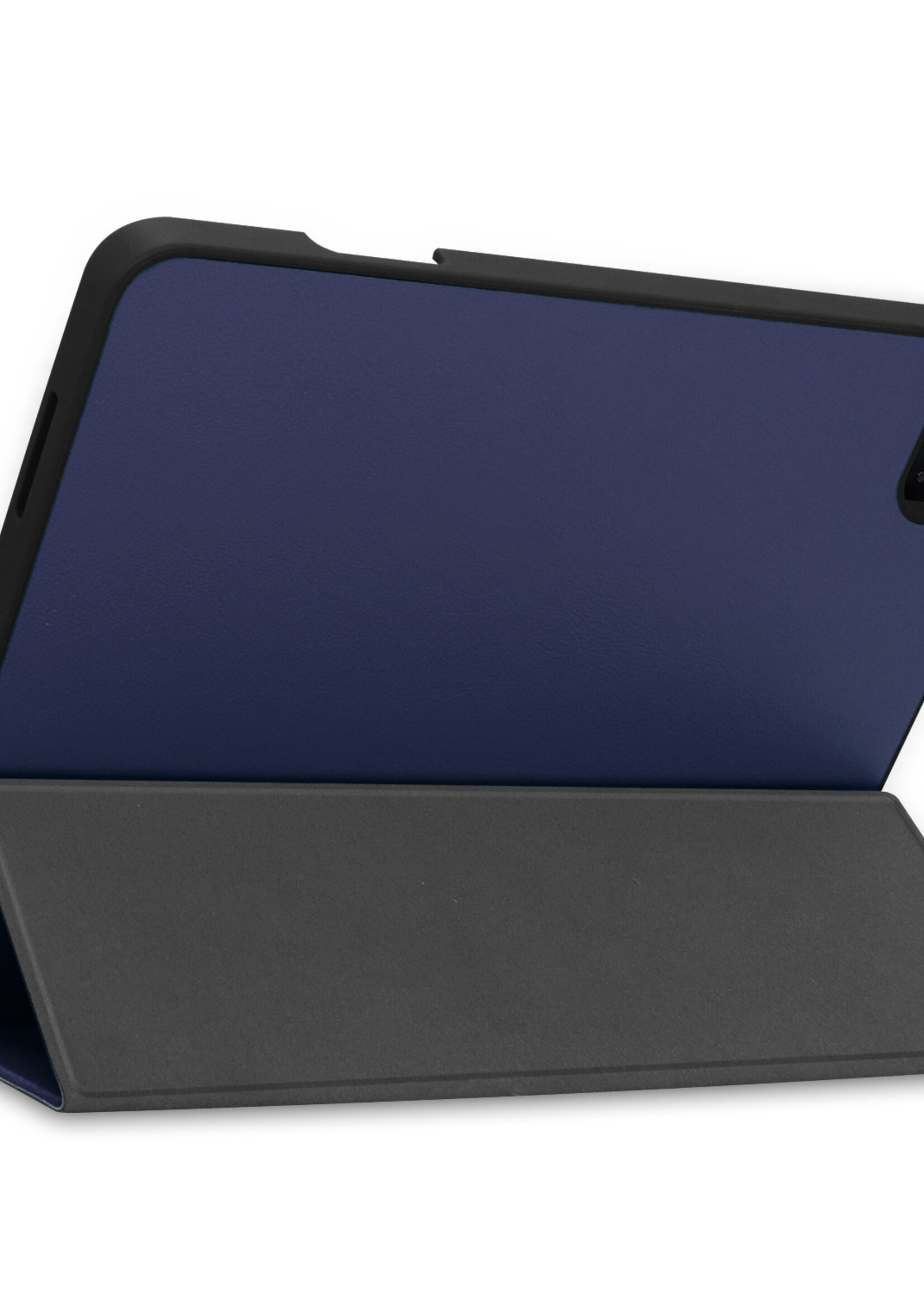 BTH Hoes Geschikt voor iPad Pro 2021 (12,9 inch) Hoes Book Case Hoesje Trifold Cover Met Uitsparing Geschikt voor Apple Pencil Met Screenprotector - Hoesje Geschikt voor iPad Pro 12,9 inch (2021) Hoesje Bookcase - Donkerblauw