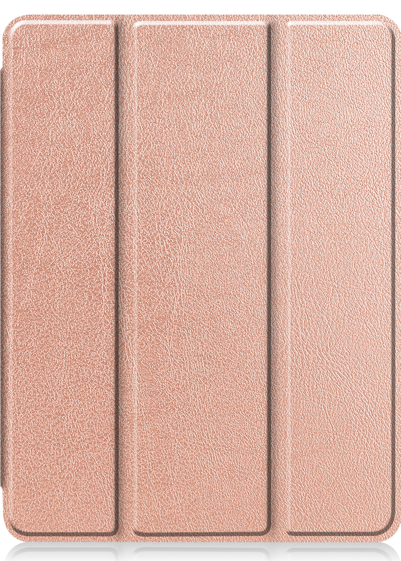 BTH Hoes Geschikt voor iPad Pro 2021 (11 inch) Hoes Book Case Hoesje Trifold Cover Met Uitsparing Geschikt voor Apple Pencil Met Screenprotector - Hoesje Geschikt voor iPad Pro 11 inch (2021) Hoesje Bookcase - Rosé goud
