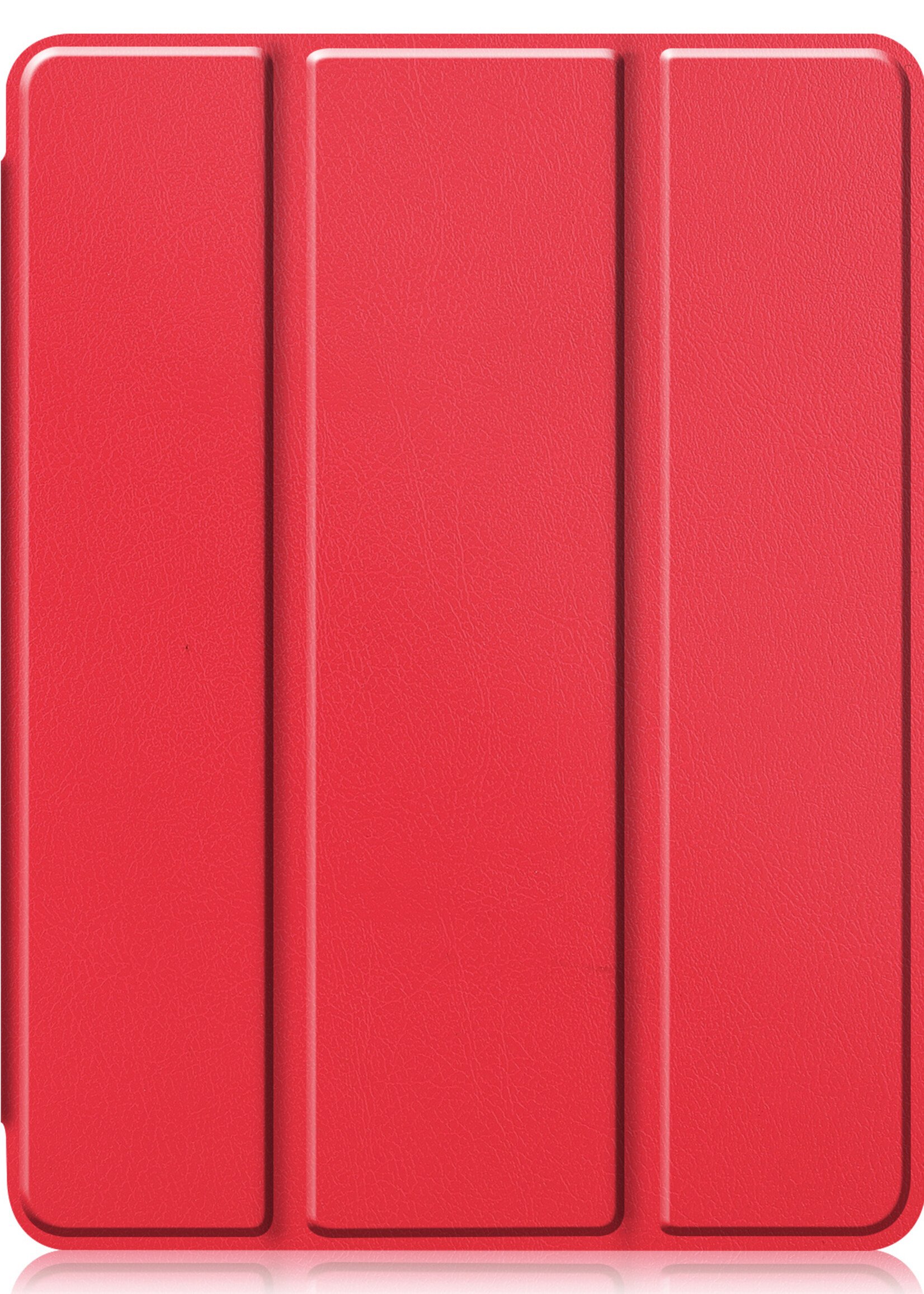 BTH Hoes Geschikt voor iPad Pro 2021 (11 inch) Hoes Book Case Hoesje Trifold Cover Met Uitsparing Geschikt voor Apple Pencil Met Screenprotector - Hoesje Geschikt voor iPad Pro 11 inch (2021) Hoesje Bookcase - Rood