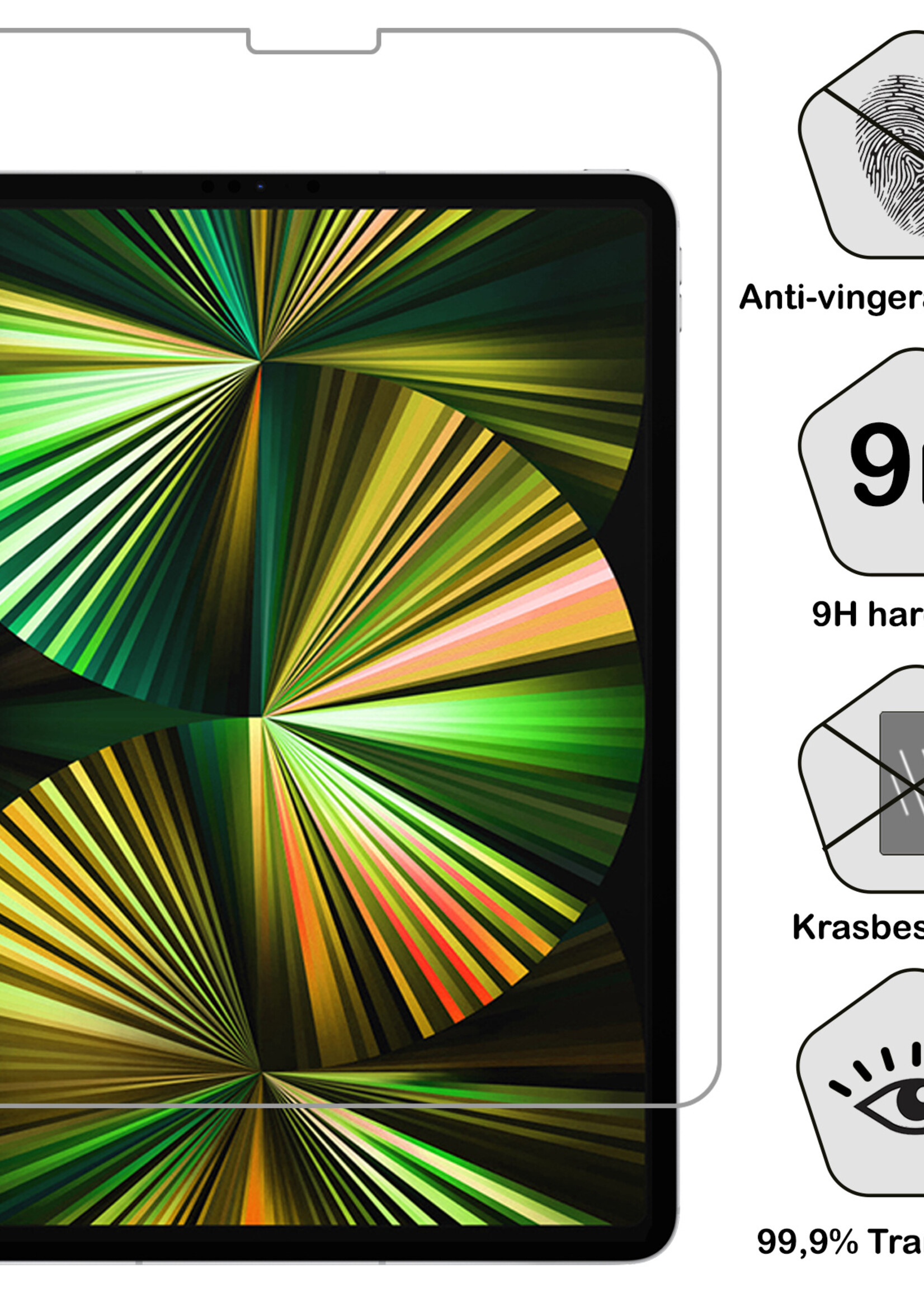 BTH Hoes Geschikt voor iPad Pro 2021 (12,9 inch) Hoes Book Case Hoesje Trifold Cover Met Screenprotector - Hoesje Geschikt voor iPad Pro 12,9 inch (2021) Hoesje Bookcase - Donkergroen