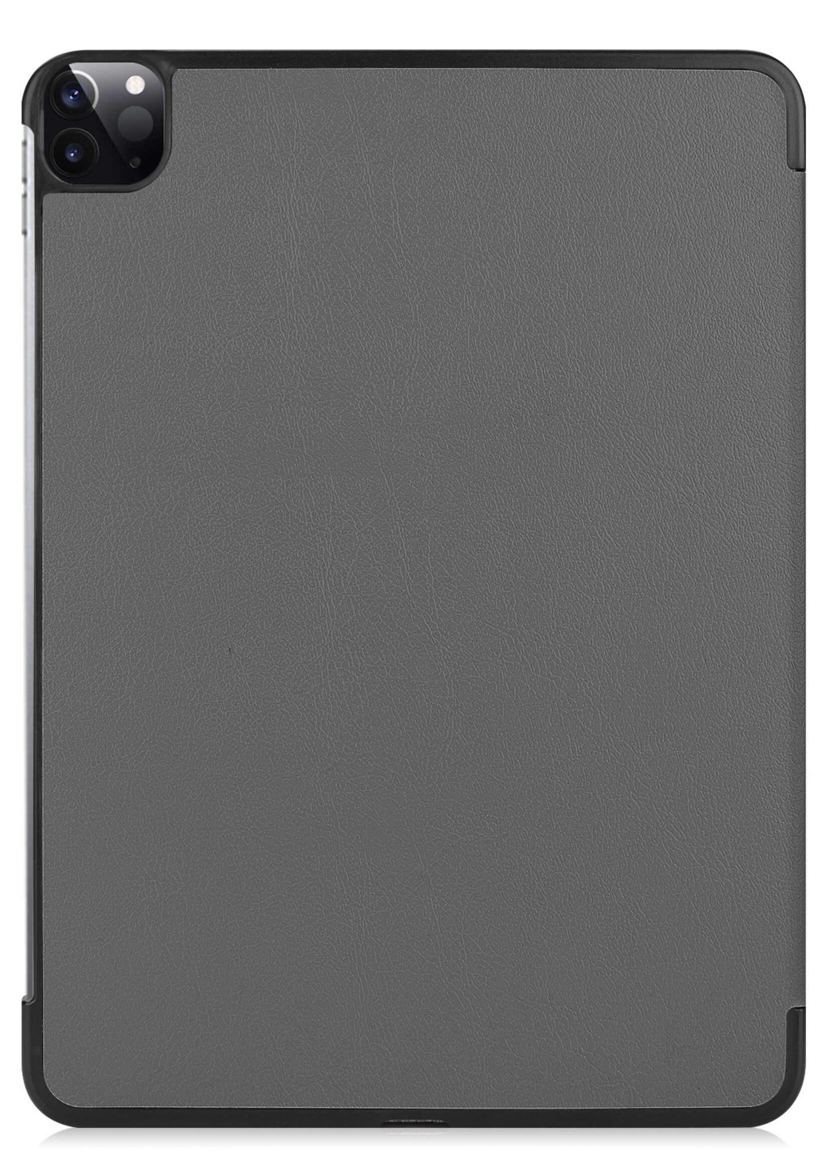 BTH Hoes Geschikt voor iPad Pro 2021 (12,9 inch) Hoes Book Case Hoesje Trifold Cover Met Screenprotector - Hoesje Geschikt voor iPad Pro 12,9 inch (2021) Hoesje Bookcase - Grijs