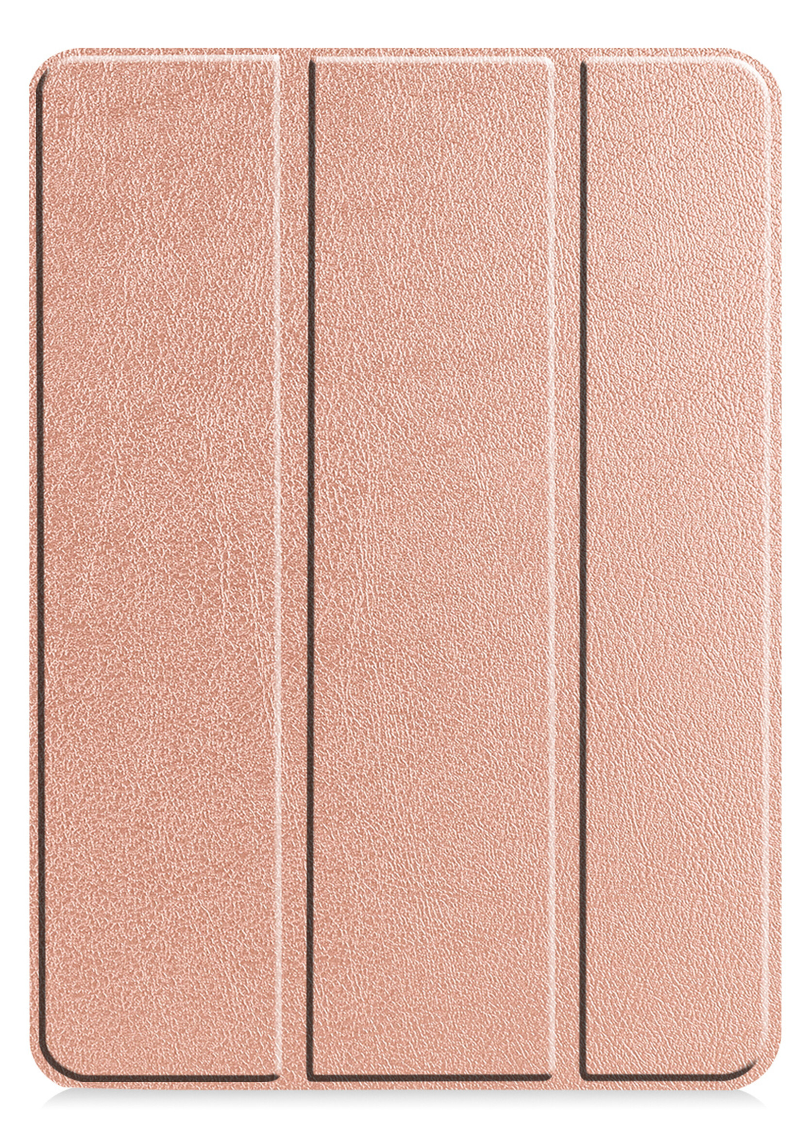 BTH Hoes Geschikt voor iPad Pro 2021 (12,9 inch) Hoes Book Case Hoesje Trifold Cover Met Screenprotector - Hoesje Geschikt voor iPad Pro 12,9 inch (2021) Hoesje Bookcase - Rosé goud