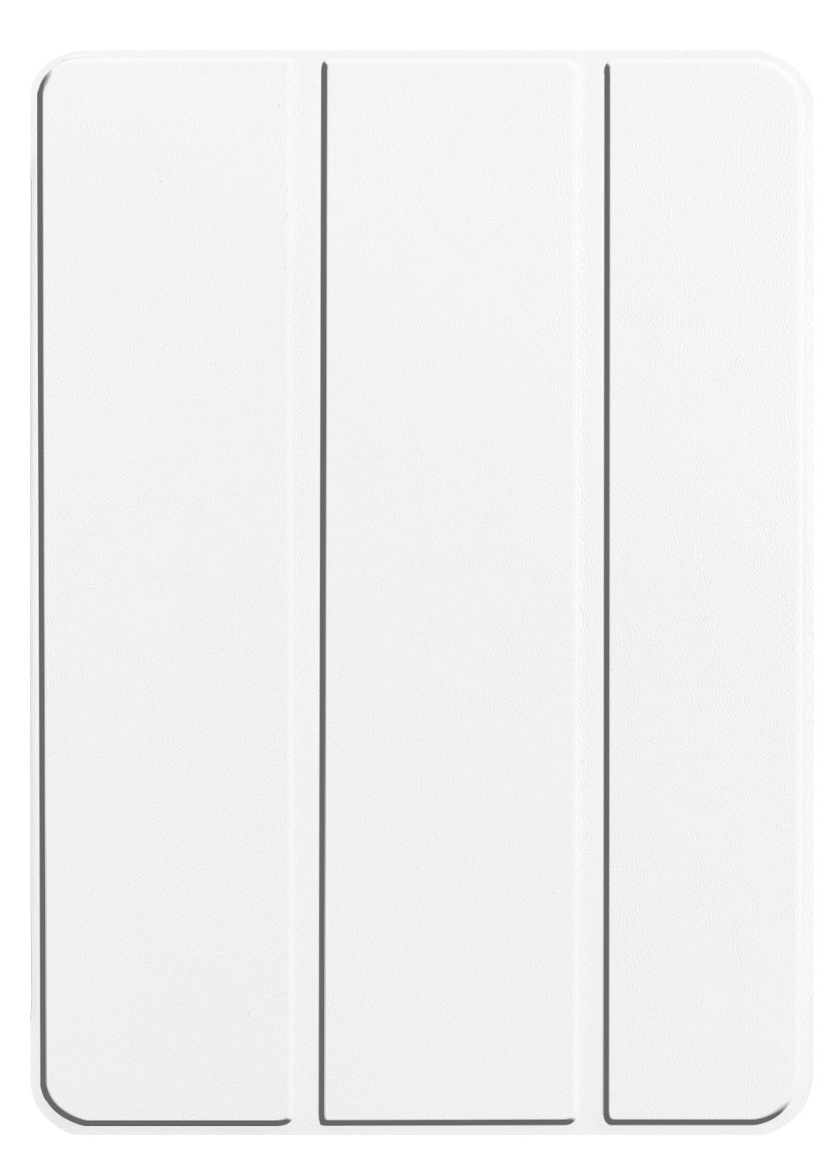 BTH Hoes Geschikt voor iPad Pro 2021 (11 inch) Hoes Book Case Hoesje Trifold Cover Met Screenprotector - Hoesje Geschikt voor iPad Pro 11 inch (2021) Hoesje Bookcase - Wit