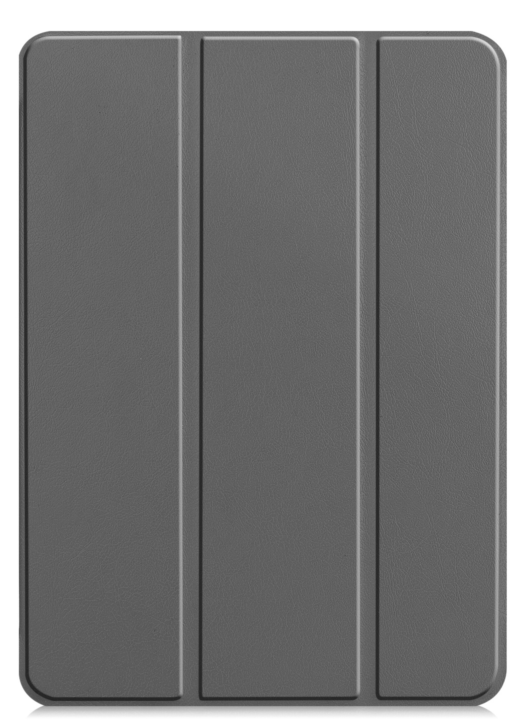 BTH Hoes Geschikt voor iPad Pro 2021 (12,9 inch) Hoes Book Case Hoesje Trifold Cover Met Screenprotector - Hoesje Geschikt voor iPad Pro 12,9 inch (2021) Hoesje Bookcase - Grijs