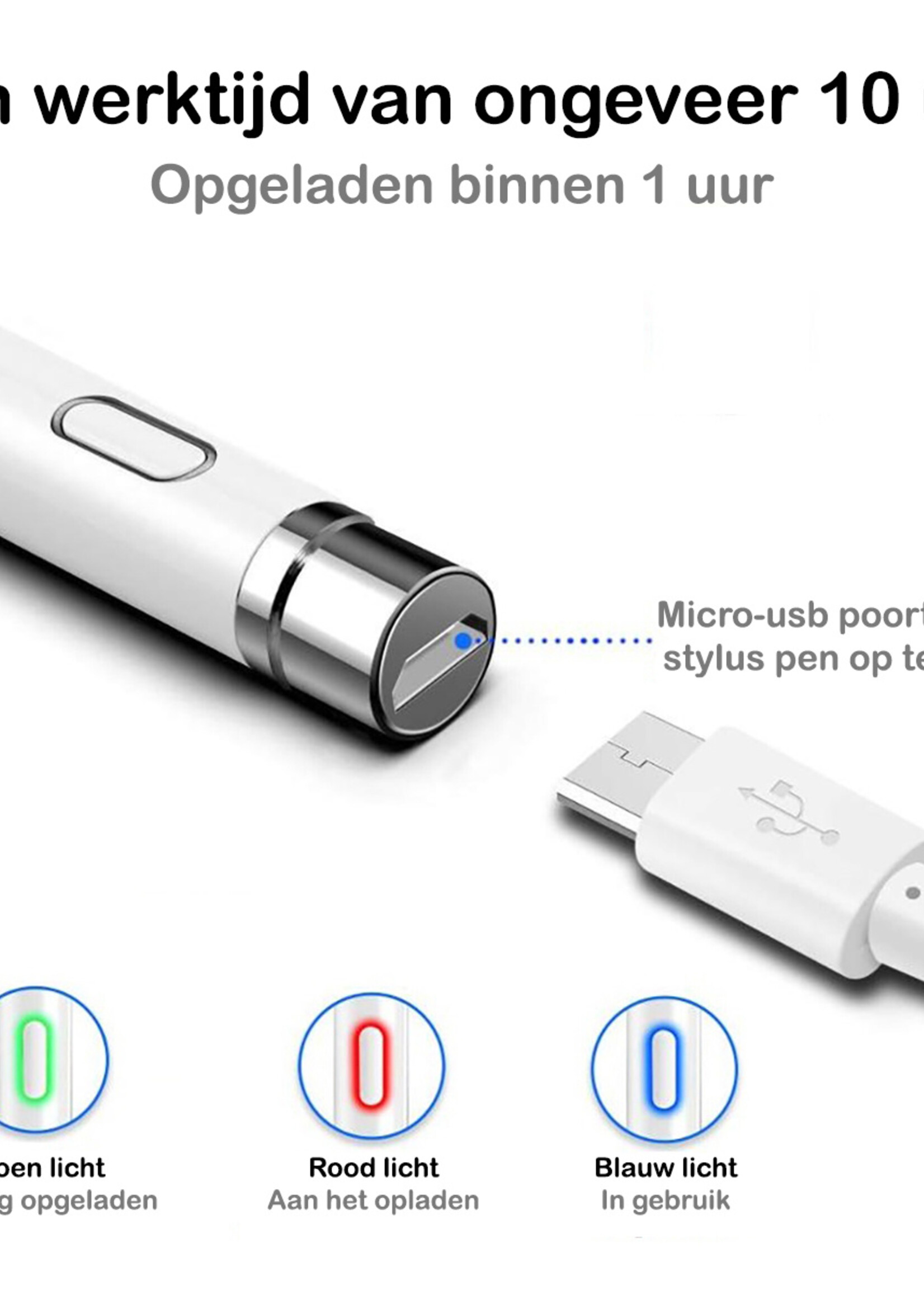 BTH Active Stylus Pen Touch Pen Pencil Oplaadbaar Geschikt Voor Tablets En Telefoons Universeel - Wit