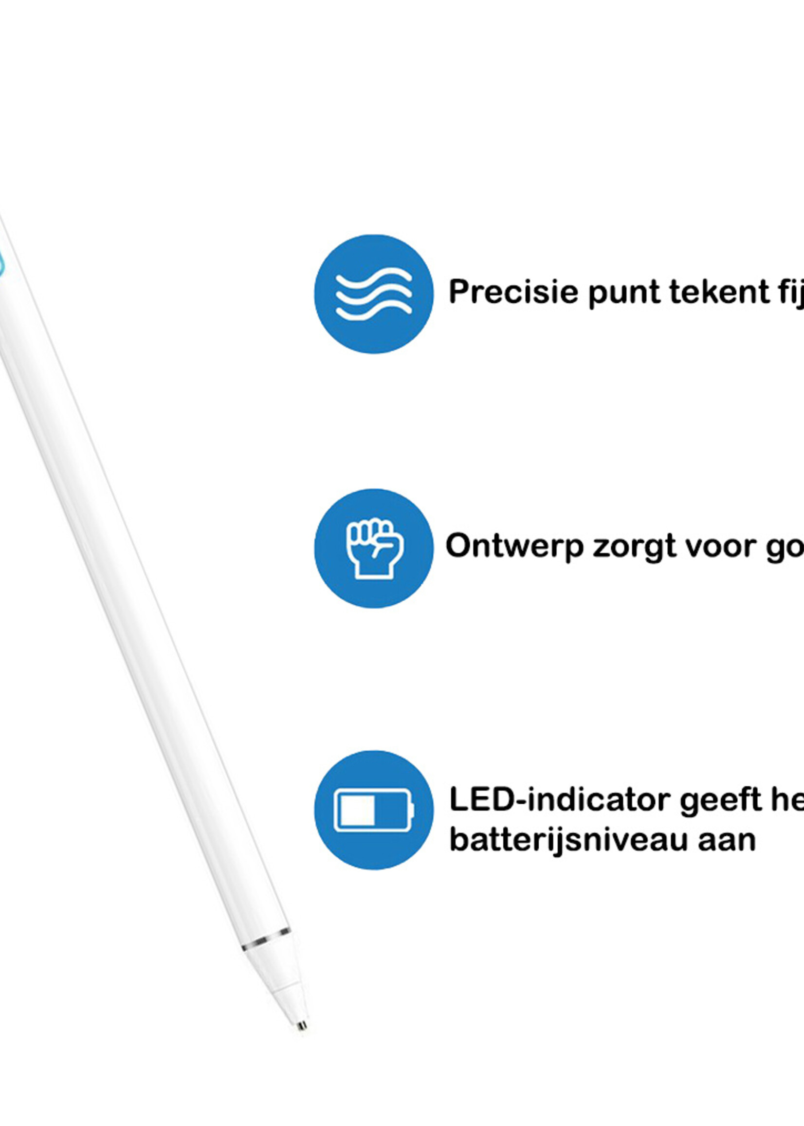 BTH Active Stylus Pen Touch Pen Pencil Oplaadbaar Geschikt Voor Tablets En Telefoons Universeel - Wit