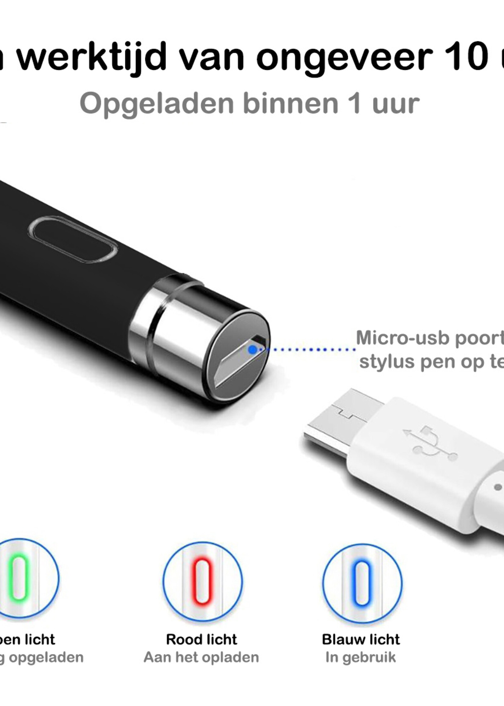 BTH Active Stylus Pen Touch Pen Pencil Oplaadbaar Geschikt Voor Tablets En Telefoons Universeel - Zwart