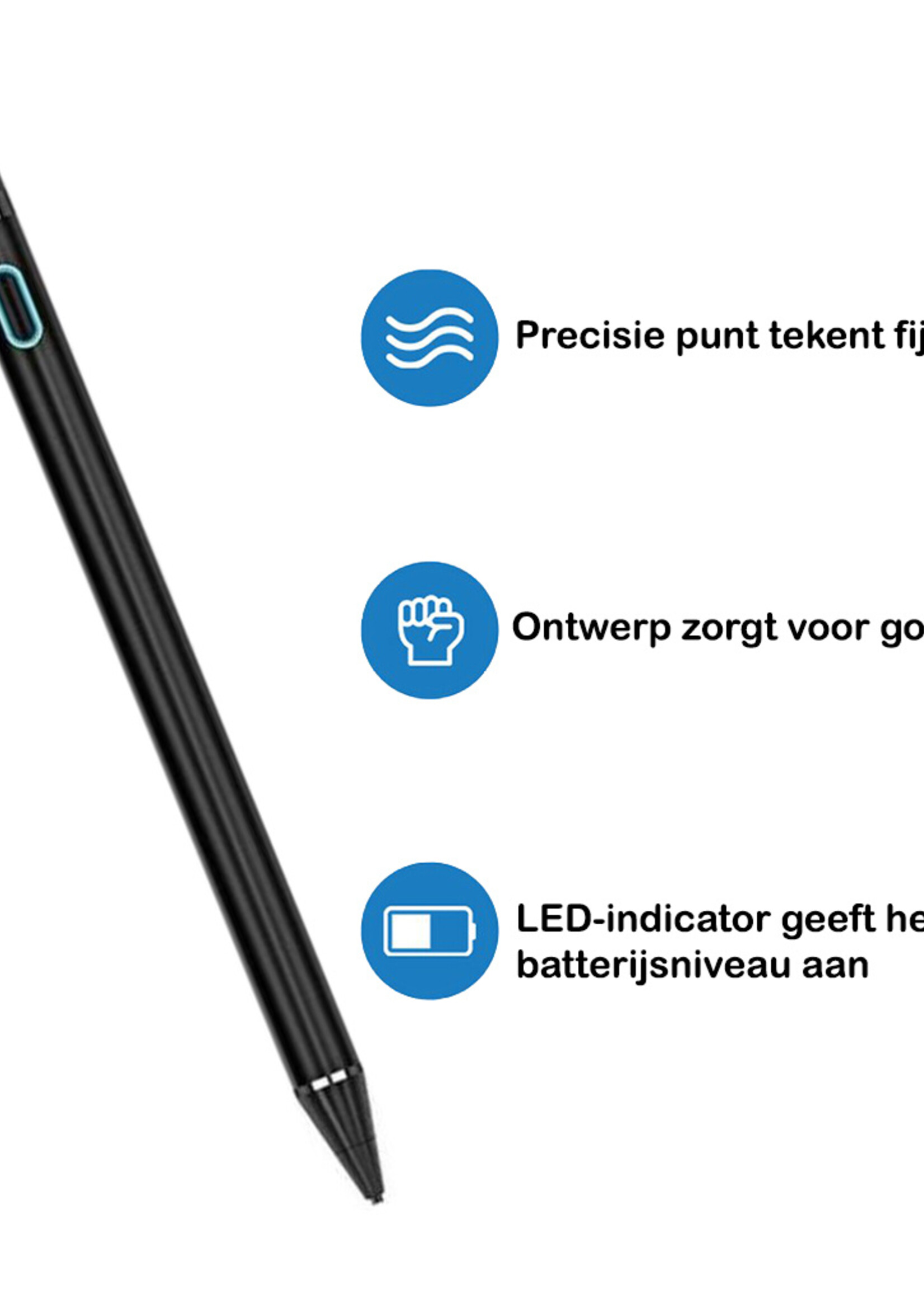 BTH Active Stylus Pen Touch Pen Pencil Oplaadbaar Geschikt Voor Tablets En Telefoons Universeel - Zwart
