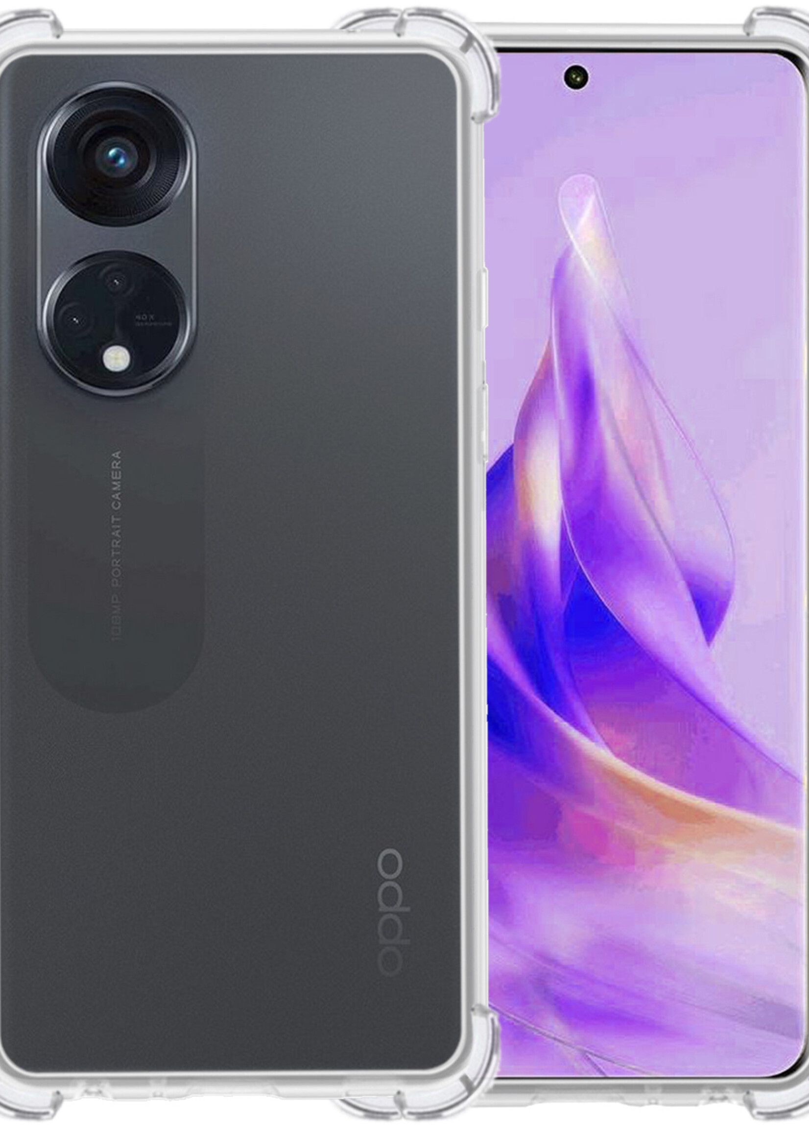 BTH Hoesje Geschikt voor OPPO Reno 8T 4G Hoesje Siliconen Shock Proof Case Hoes - Hoes Geschikt voor OPPO Reno 8T 4G Hoes Cover Case Shockproof - Transparant