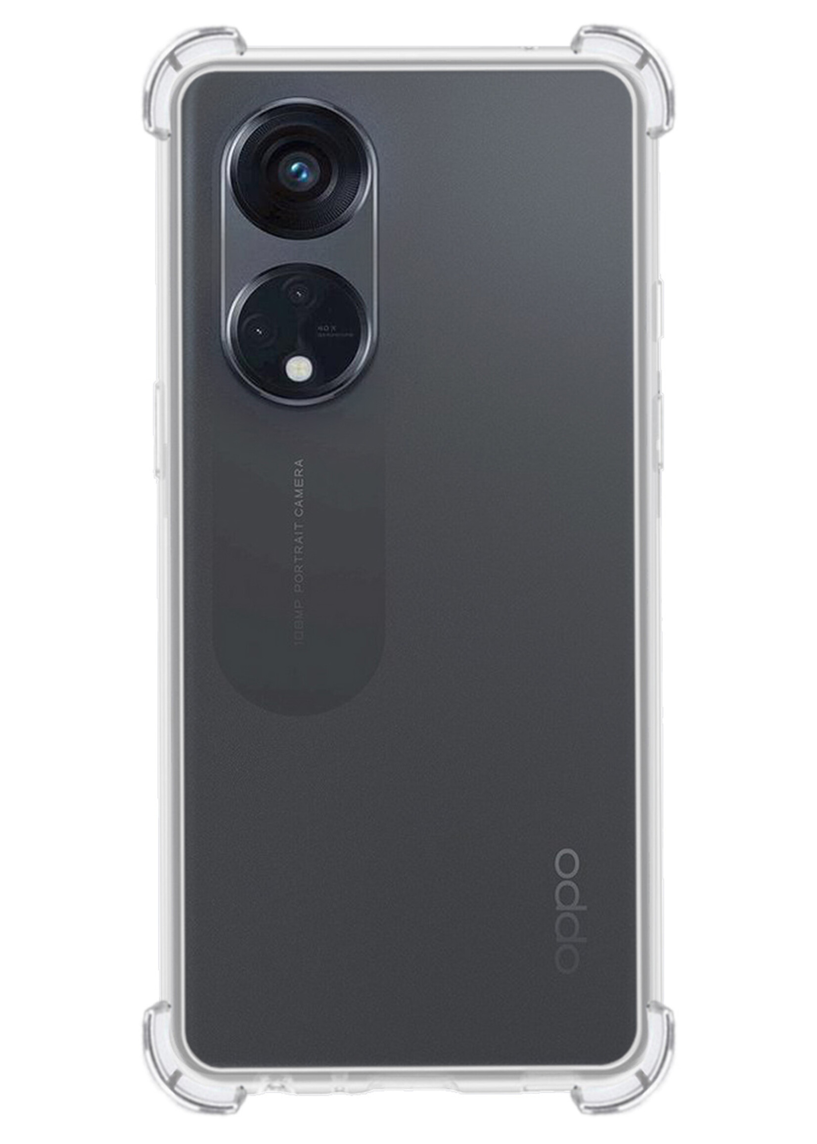 BTH Hoesje Geschikt voor OPPO Reno 8T 4G Hoesje Siliconen Shock Proof Case Hoes - Hoes Geschikt voor OPPO Reno 8T 4G Hoes Cover Case Shockproof - Transparant - 2 PACK